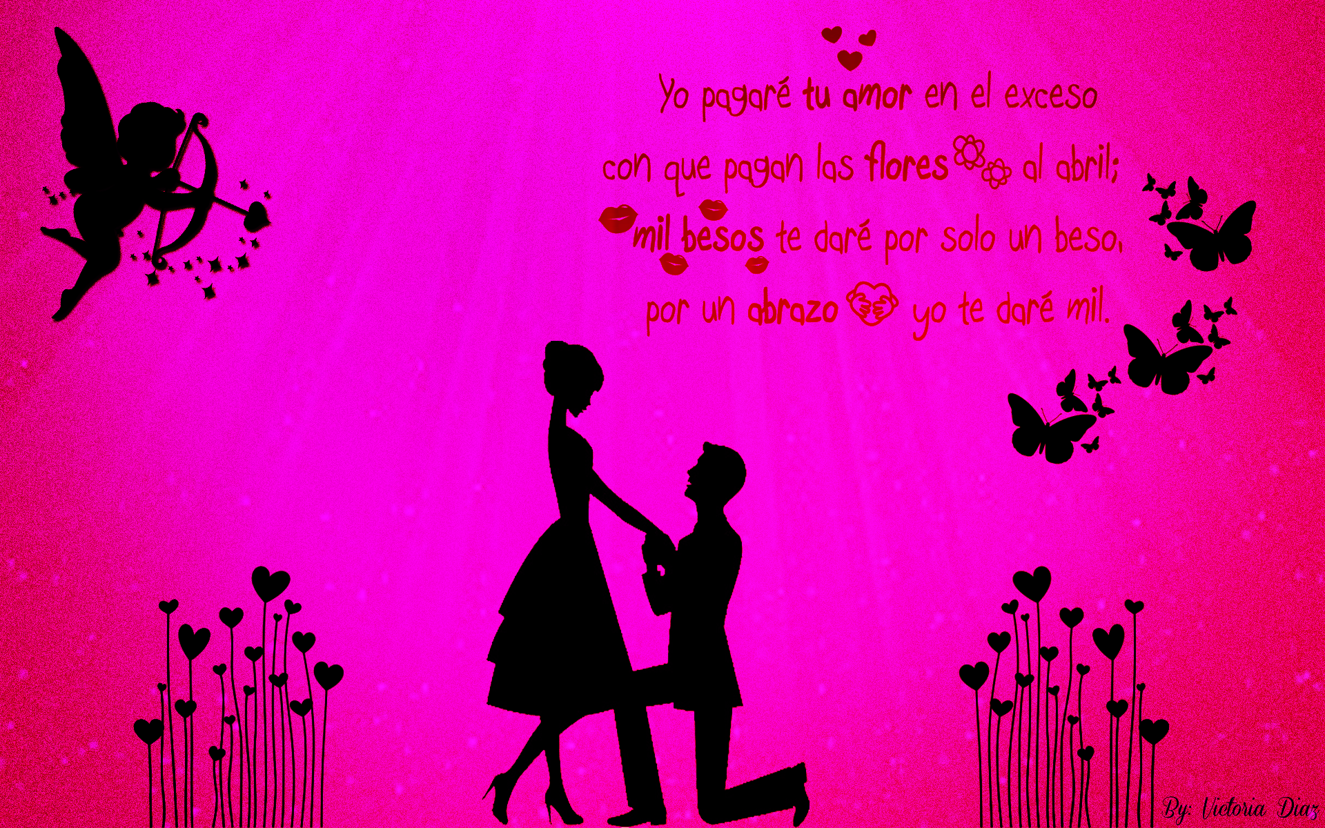 General 1920x1200 quote love pink background pink heart (design) couple men women simple background text Spanish digital art watermarked