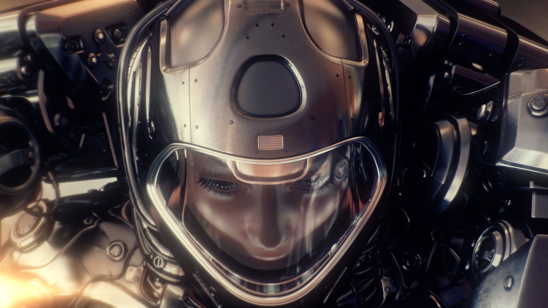 General 1920x1080 digital art futuristic women helmet science fiction science fiction women face closeup
