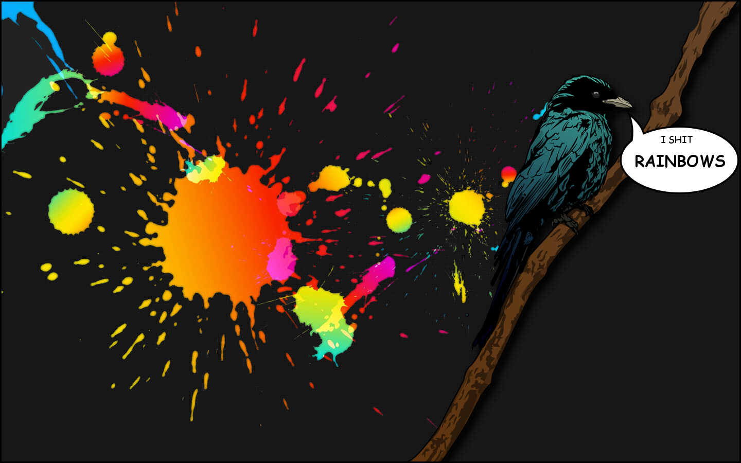 General 1440x900 animals colorful birds artwork paint splatter obscene