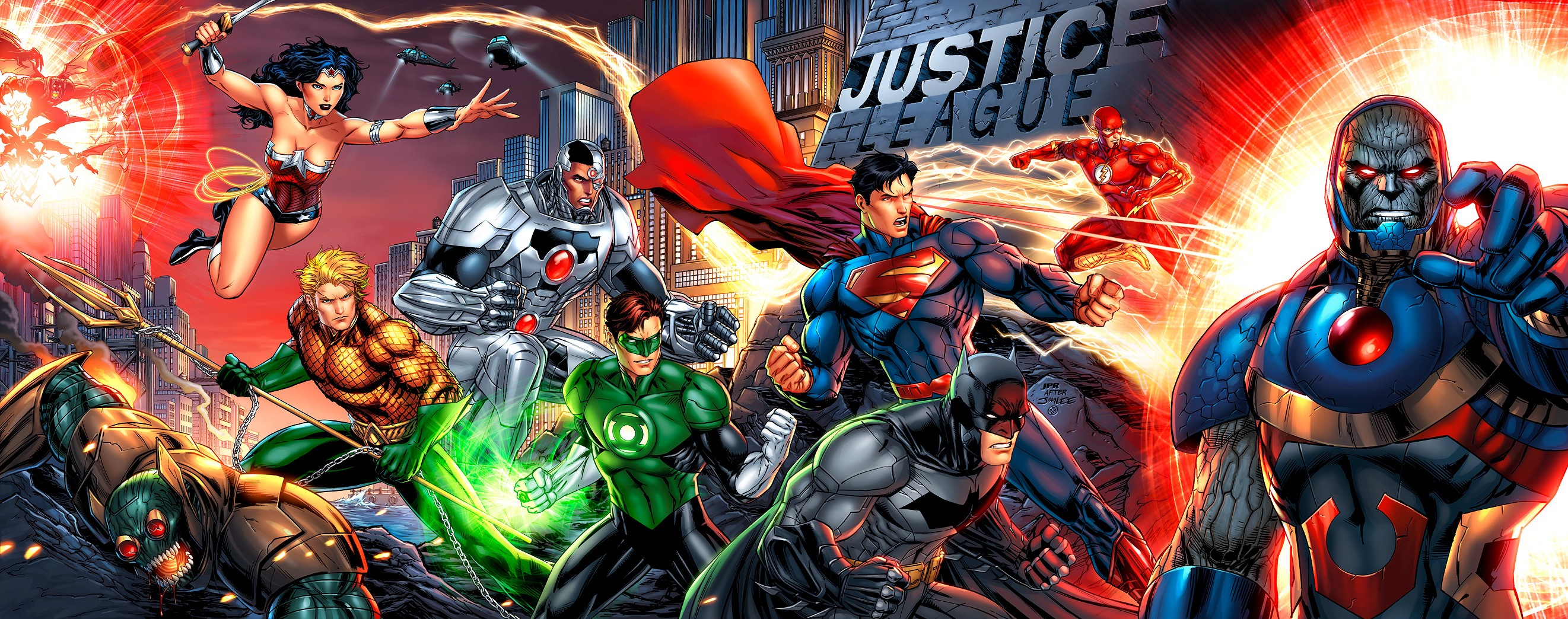 General 2643x1044 Superman Composite Superman Batman DC Comics Justice League Green Lantern Wonder Woman Aquaman cyborg Darkseid comic art DeviantArt The Flash