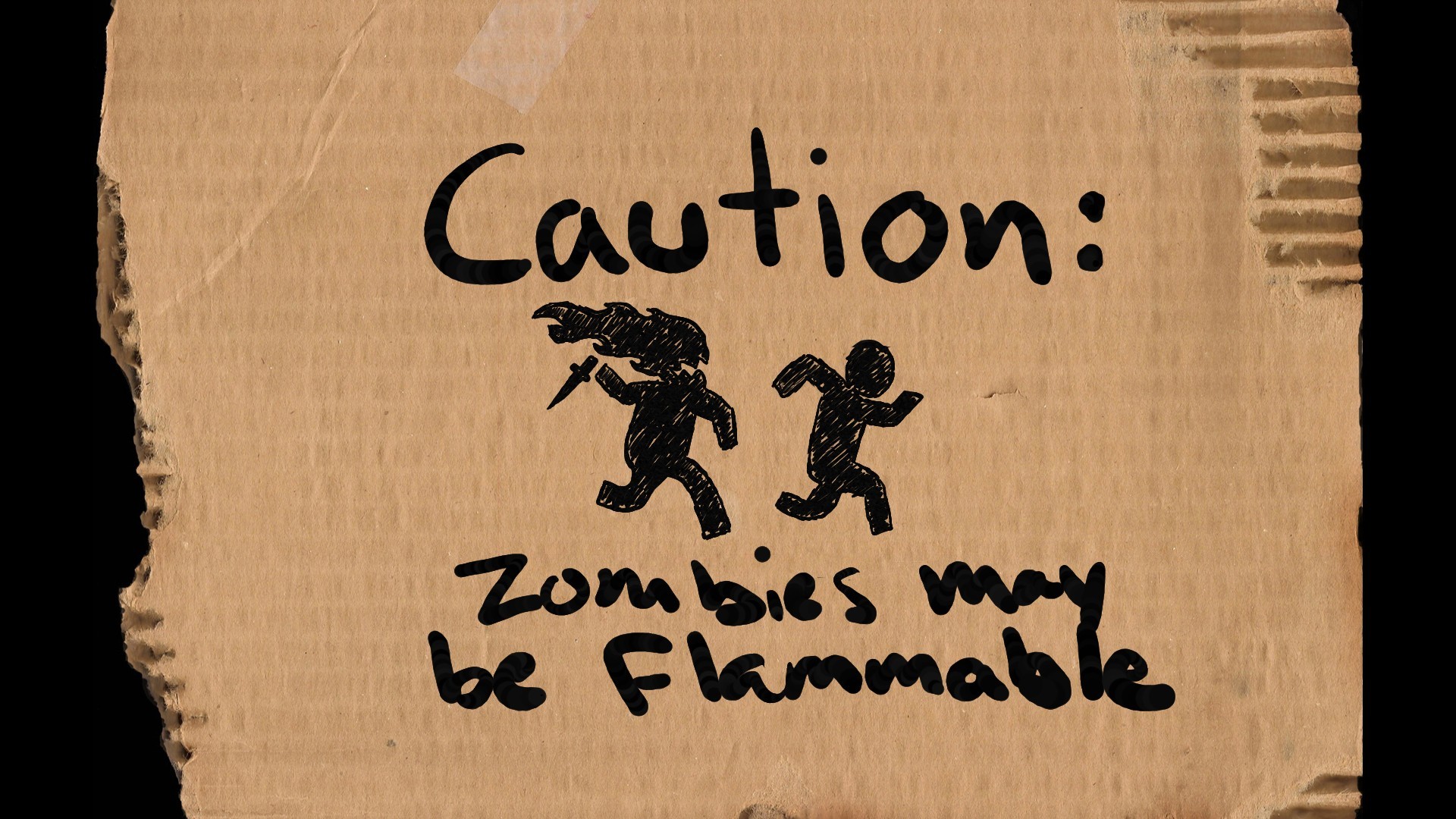General 1920x1080 advertisements humor cartoon fire running zombies undead typography digital art