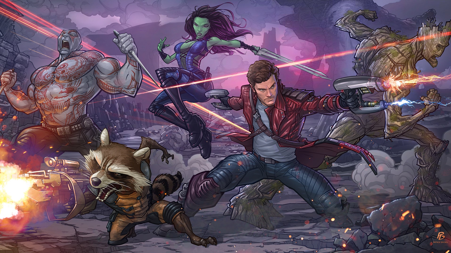 General 1914x1077 Guardians of the Galaxy digital art Marvel Cinematic Universe movies artwork science fiction Rocket Raccoon Star-Lord