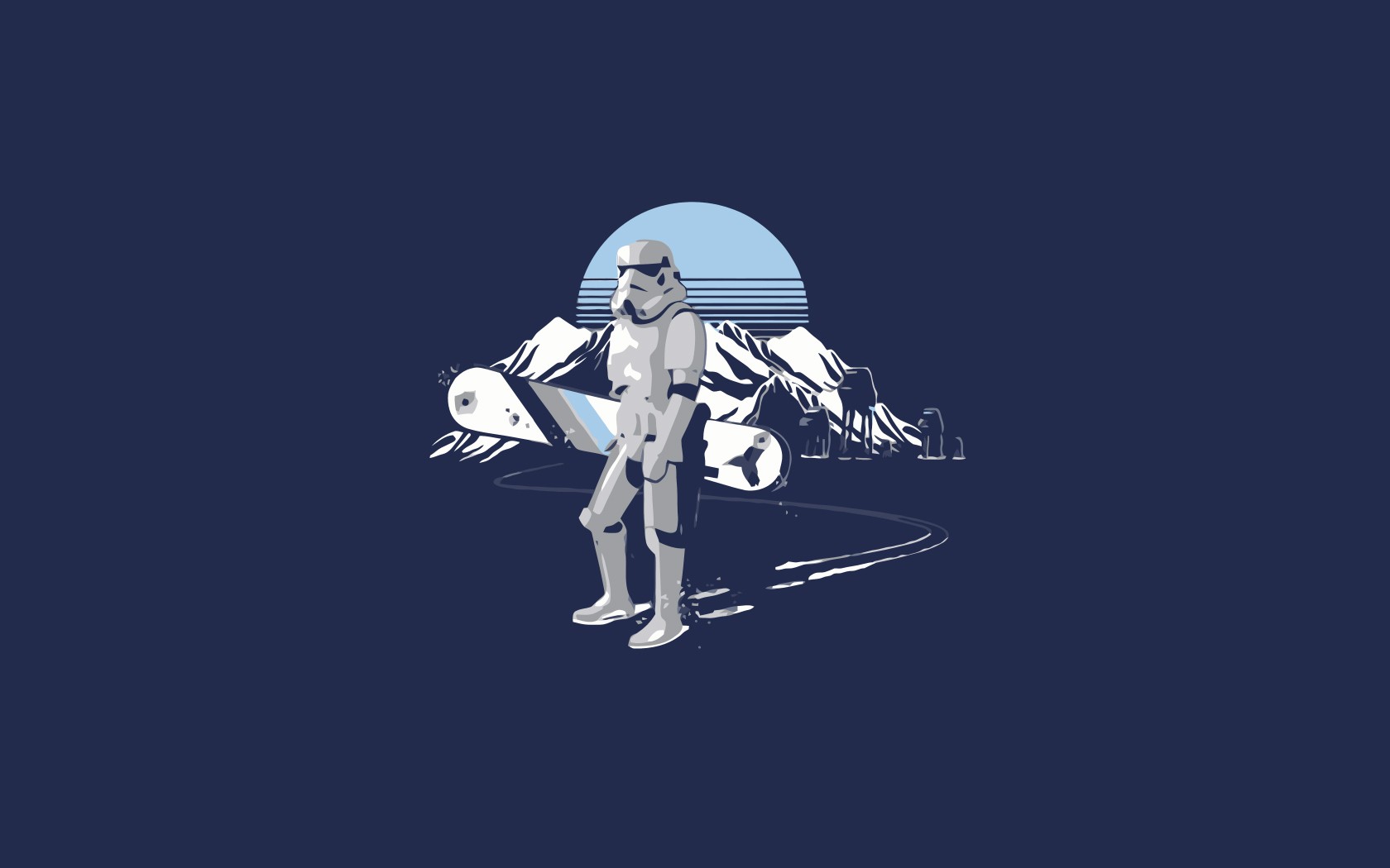 General 1680x1050 Star Wars stormtrooper snowboards humor minimalism Star Wars Humor blue background Imperial Stormtrooper artwork
