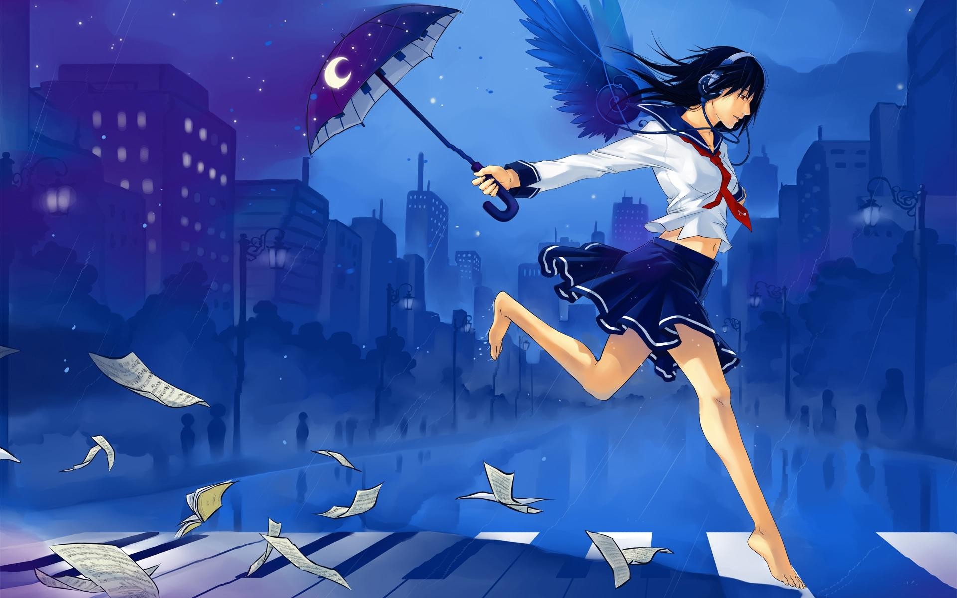 Anime 1920x1200 women school uniform schoolgirl anime girls skirt umbrella piano legs