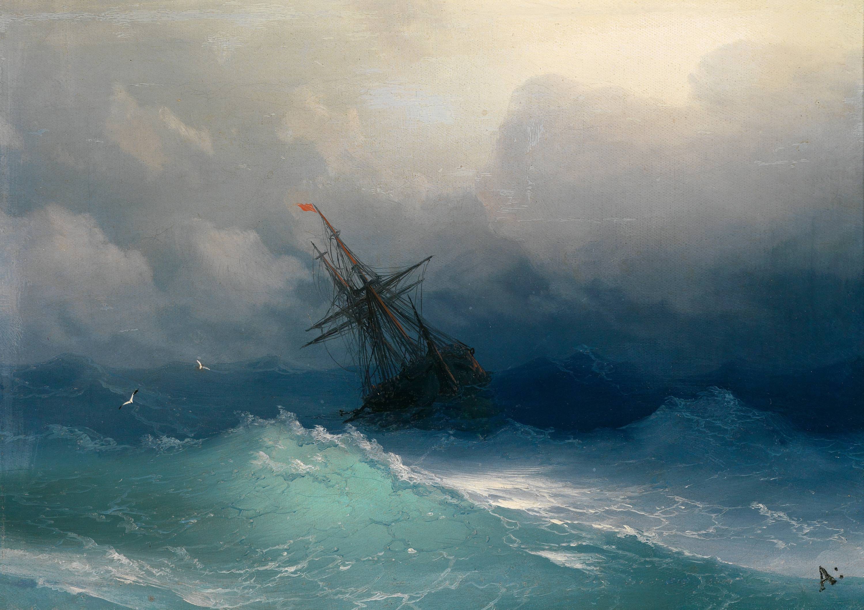 General 3000x2119 artwork sea storm sailing ship ship vehicle Ivan Aivazovsky classic art