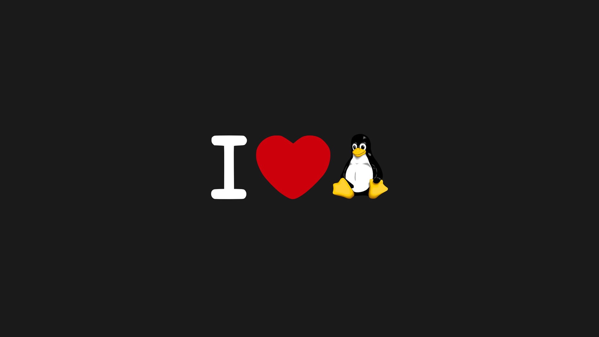 General 1920x1080 heart (design) minimalism simple background black background Linux operating system penguins