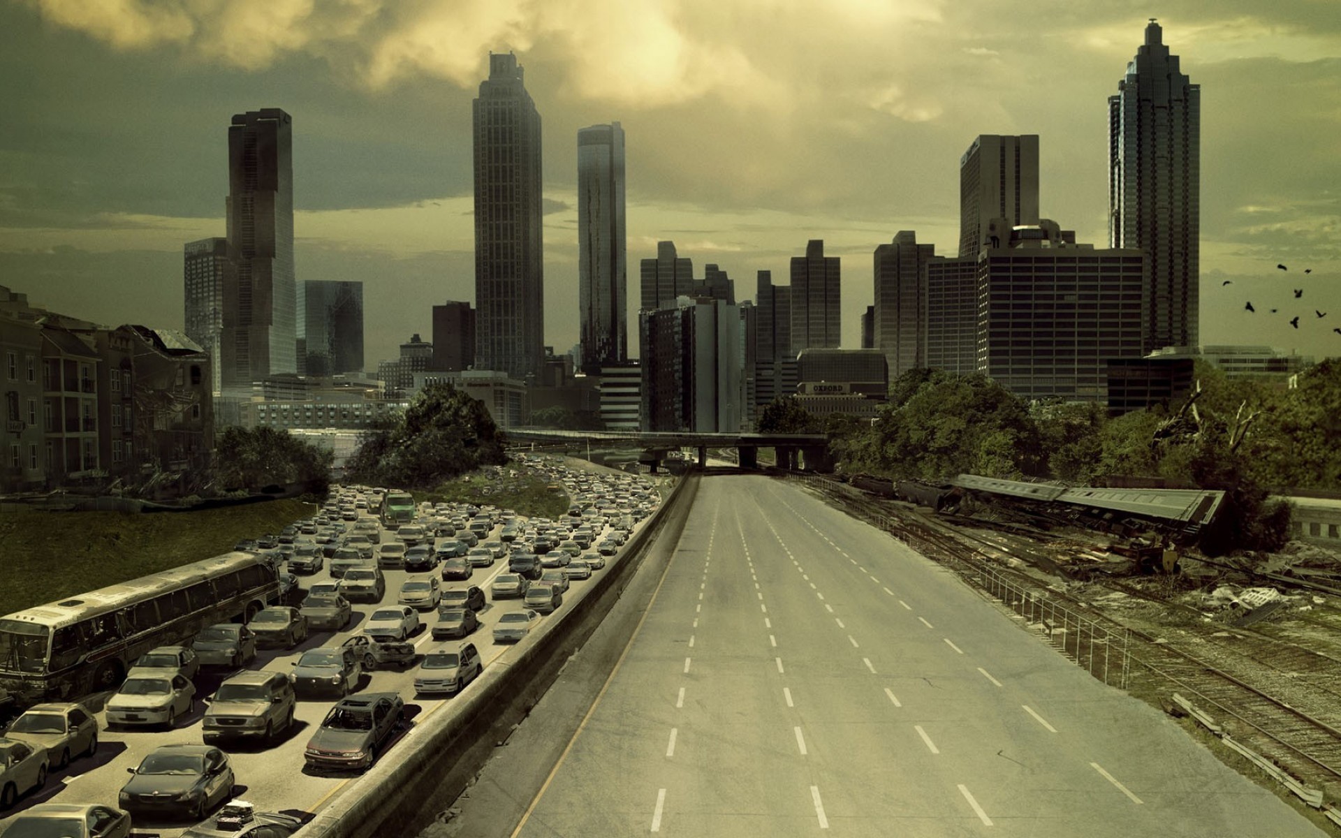 General 1920x1200 city road car destruction The Walking Dead TV series apocalyptic film stills