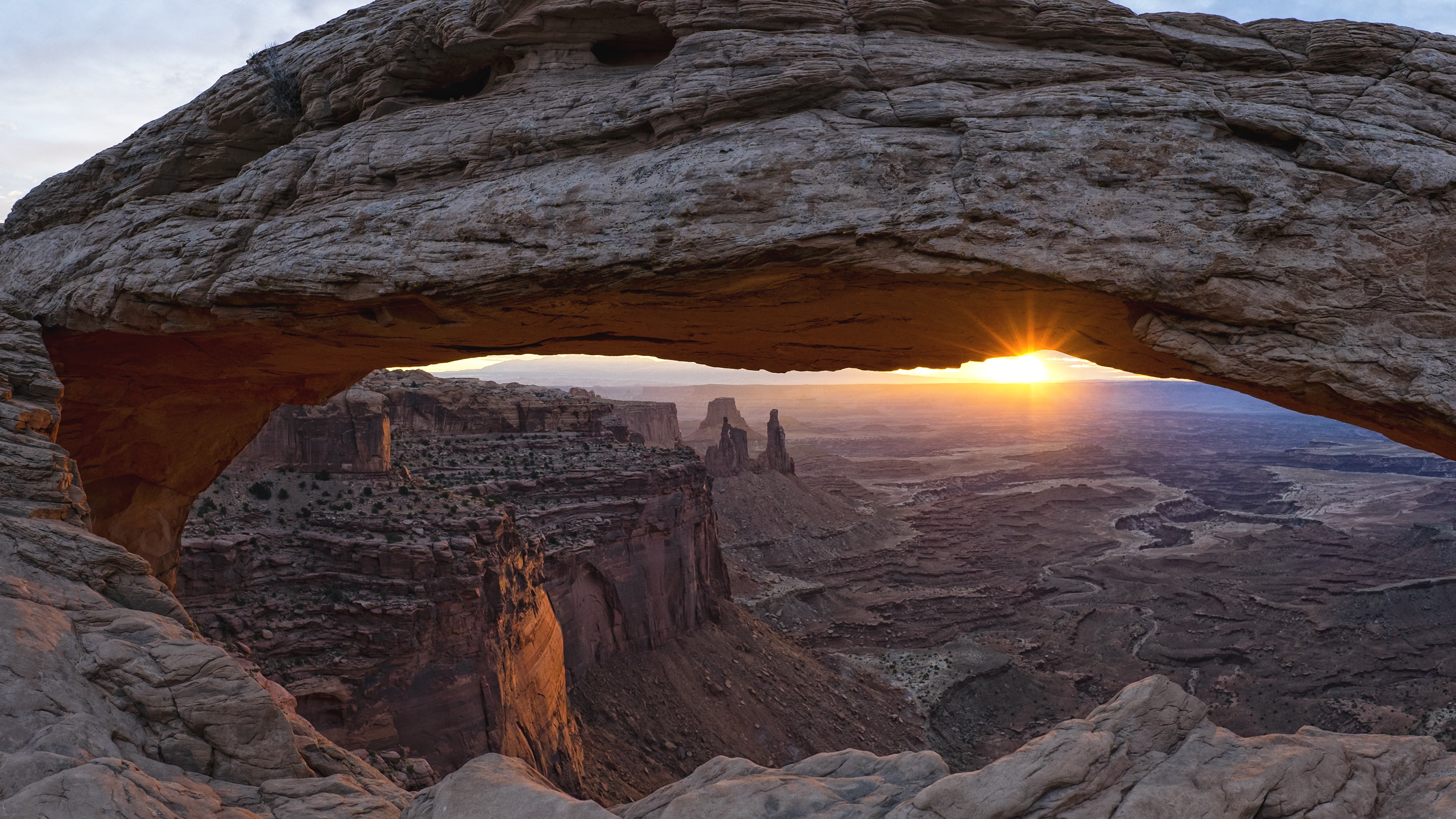 General 3840x2160 nature landscape desert sunset USA Utah rocks rock formation sunlight Canyonlands National Park