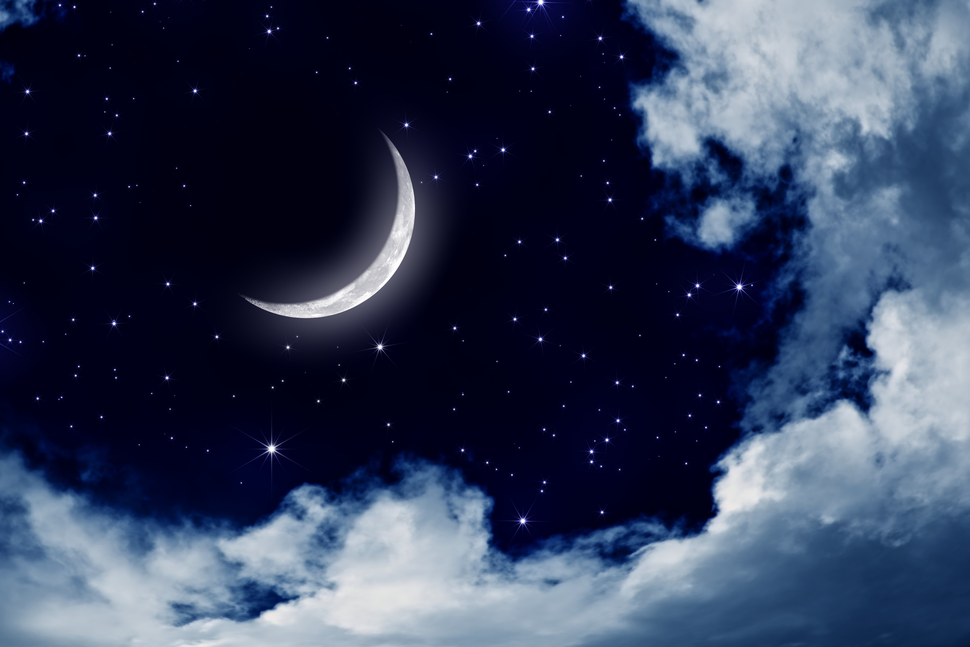 General 3883x2589 Moon sky clouds stars night