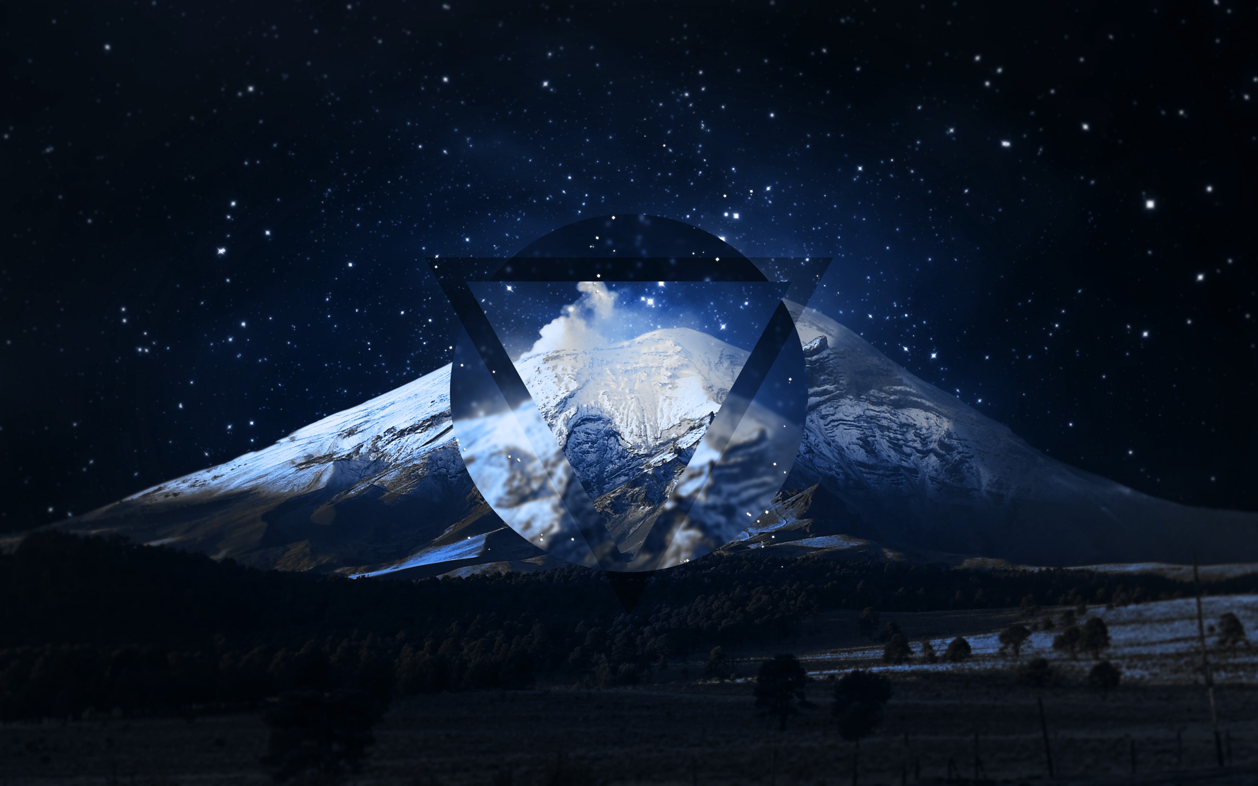 General 2560x1600 mountains triangle nature geometric figures low light digital art photo manipulation