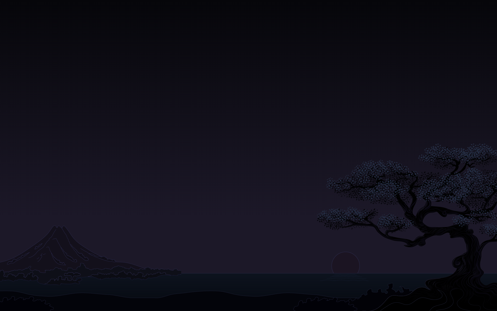 General 1920x1200 dark minimalism cherry trees sunset mountains digital art nature landscape sky