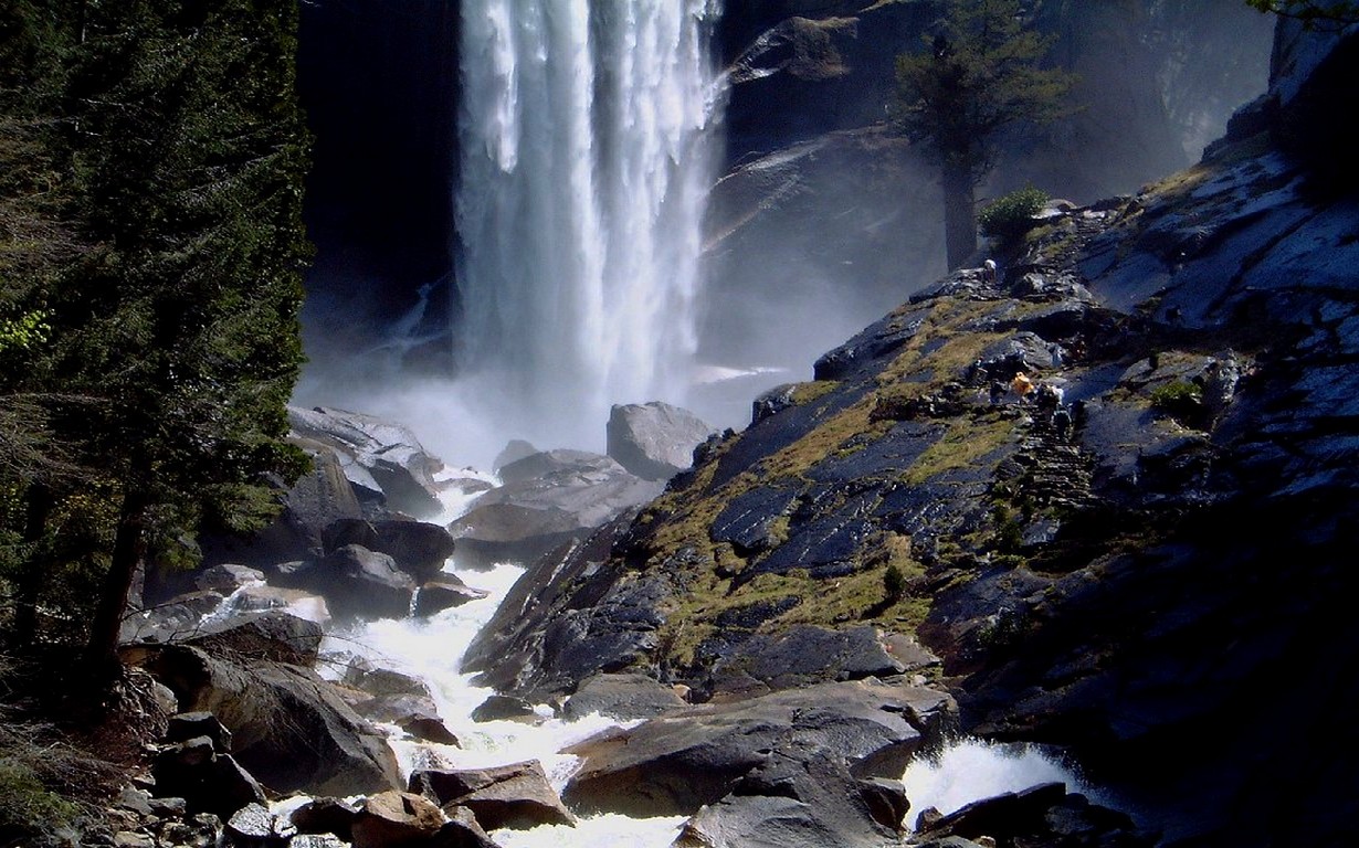 General 1230x768 nature waterfall Yosemite National Park trees hiking rocks mist USA California