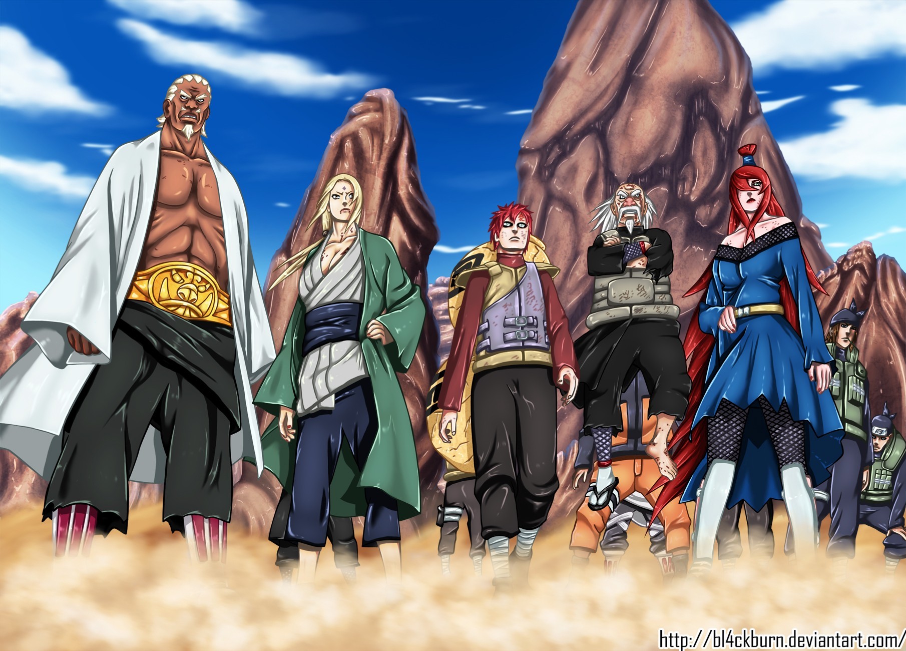 Anime 1810x1300 Naruto Shippuuden Tsunade Gaara Hokage Mei Terumi dust Raikage Tsuchikage  anime Mizukage