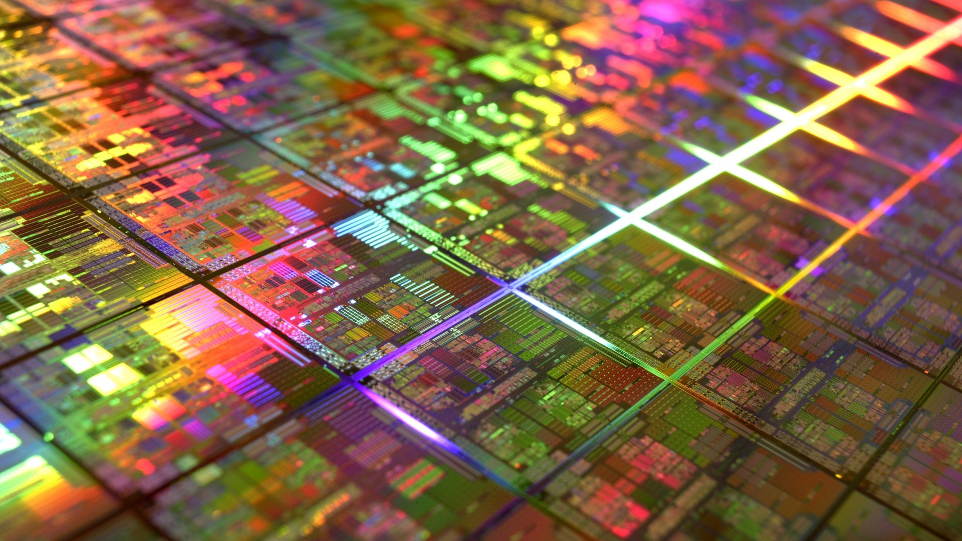 General 1920x1080 technology microchip CPU wafer digital art