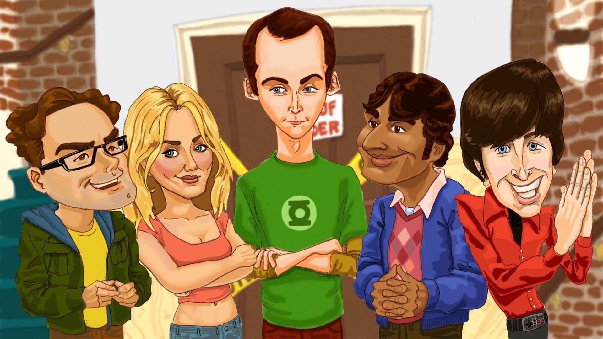 General 1920x1080 The Big Bang Theory Sheldon Cooper Leonard Hofstadter Penny Howard Wolowitz Raj Koothrappali caricature TV series artwork men women nerds
