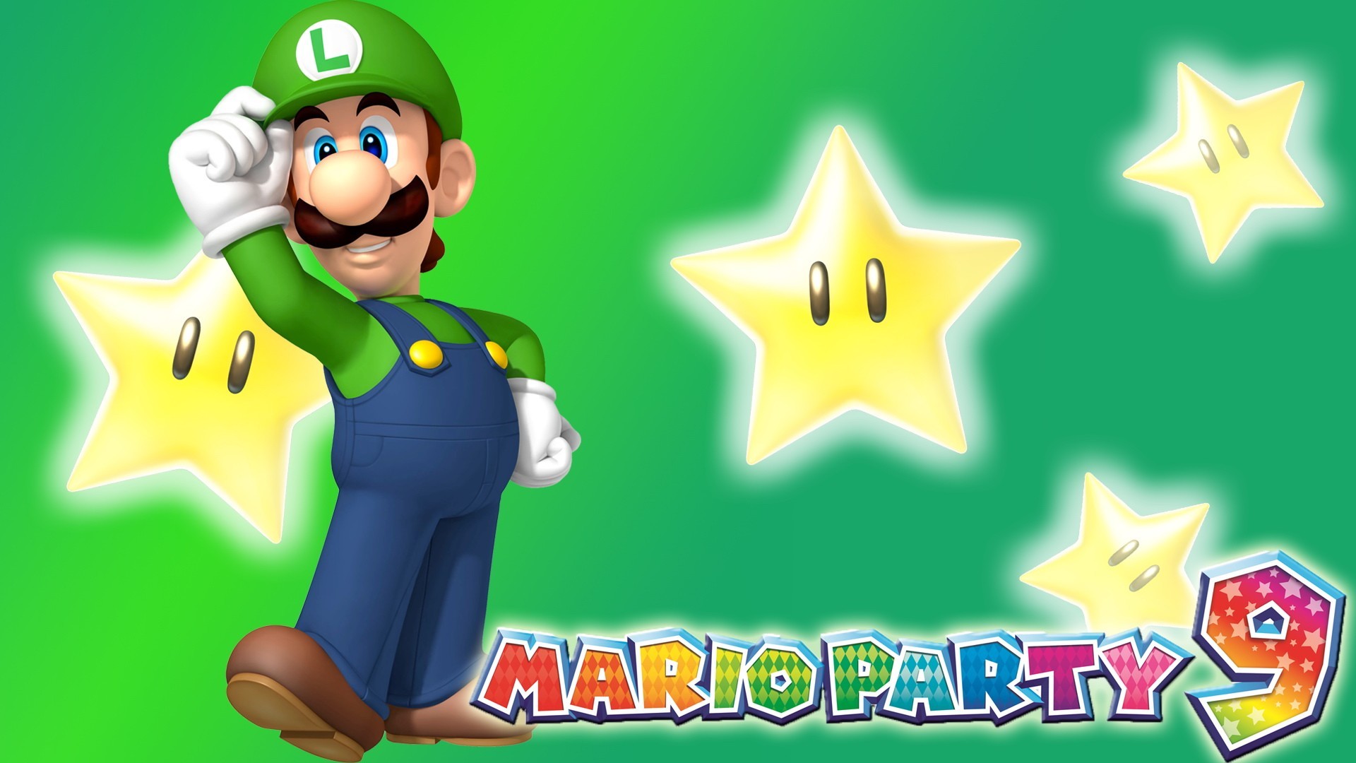 General 1920x1080 Mario Party Luigi video games Nintendo stars green background video game characters