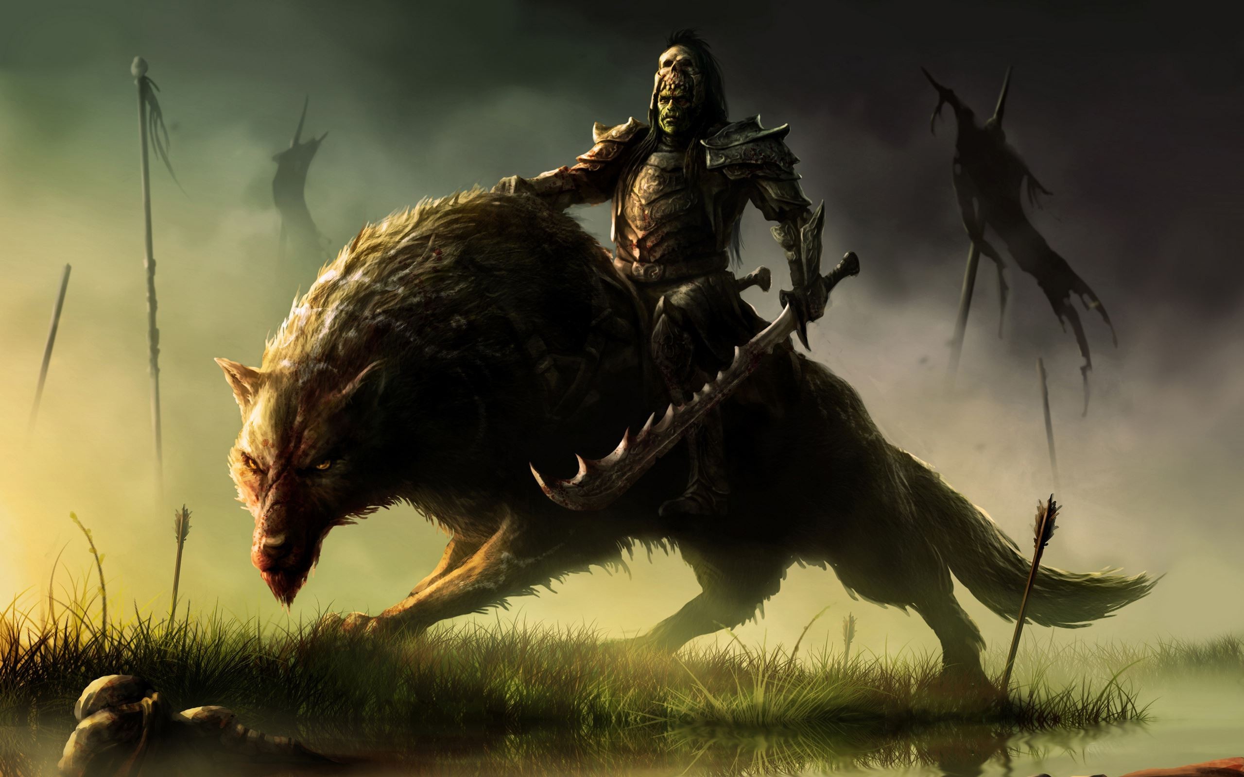 General 2560x1600 fantasy art warrior war sword Orc creature digital art