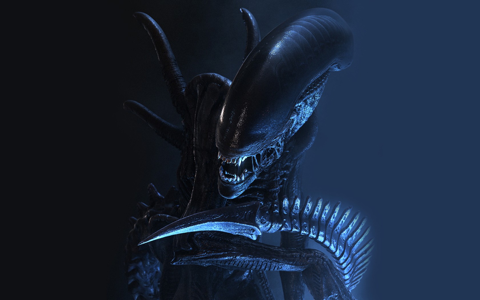General 1680x1050 aliens Xenomorph creature horror science fiction Alien (Creature) digital art simple background blue background gradient