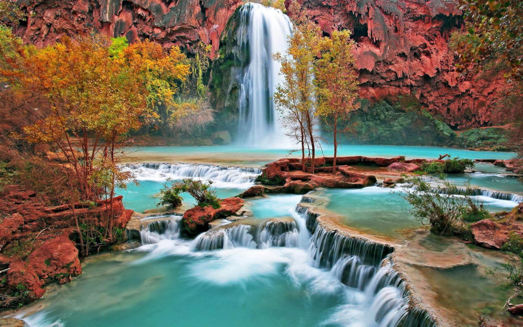 General 1680x1050 waterfall nature Havasupai Falls USA Arizona rocks