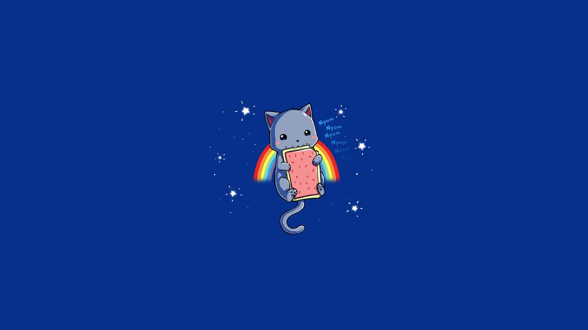 General 1920x1080 memes cats animals blue background happy simple background mammals minimalism food eating