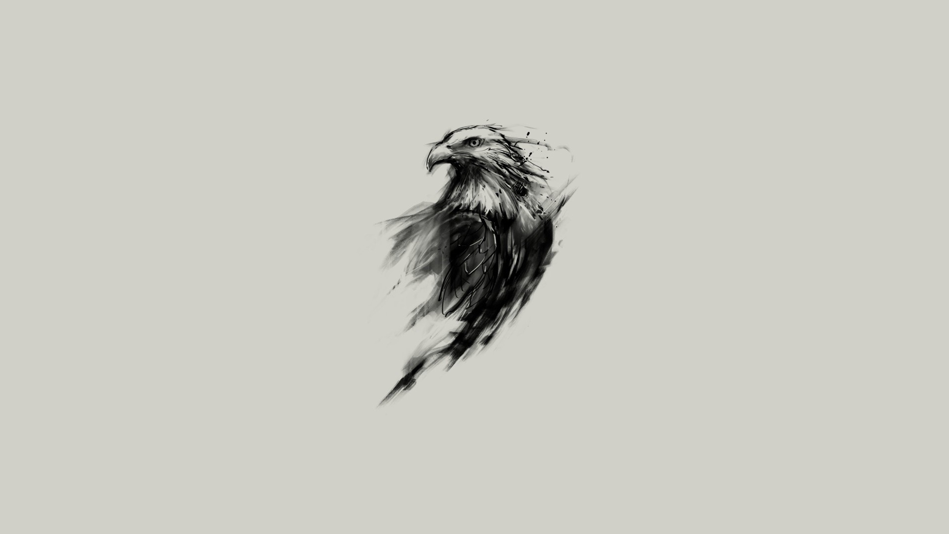 General 1920x1080 eagle bald eagle birds simple background sketches monochrome animals minimalism artwork digital art