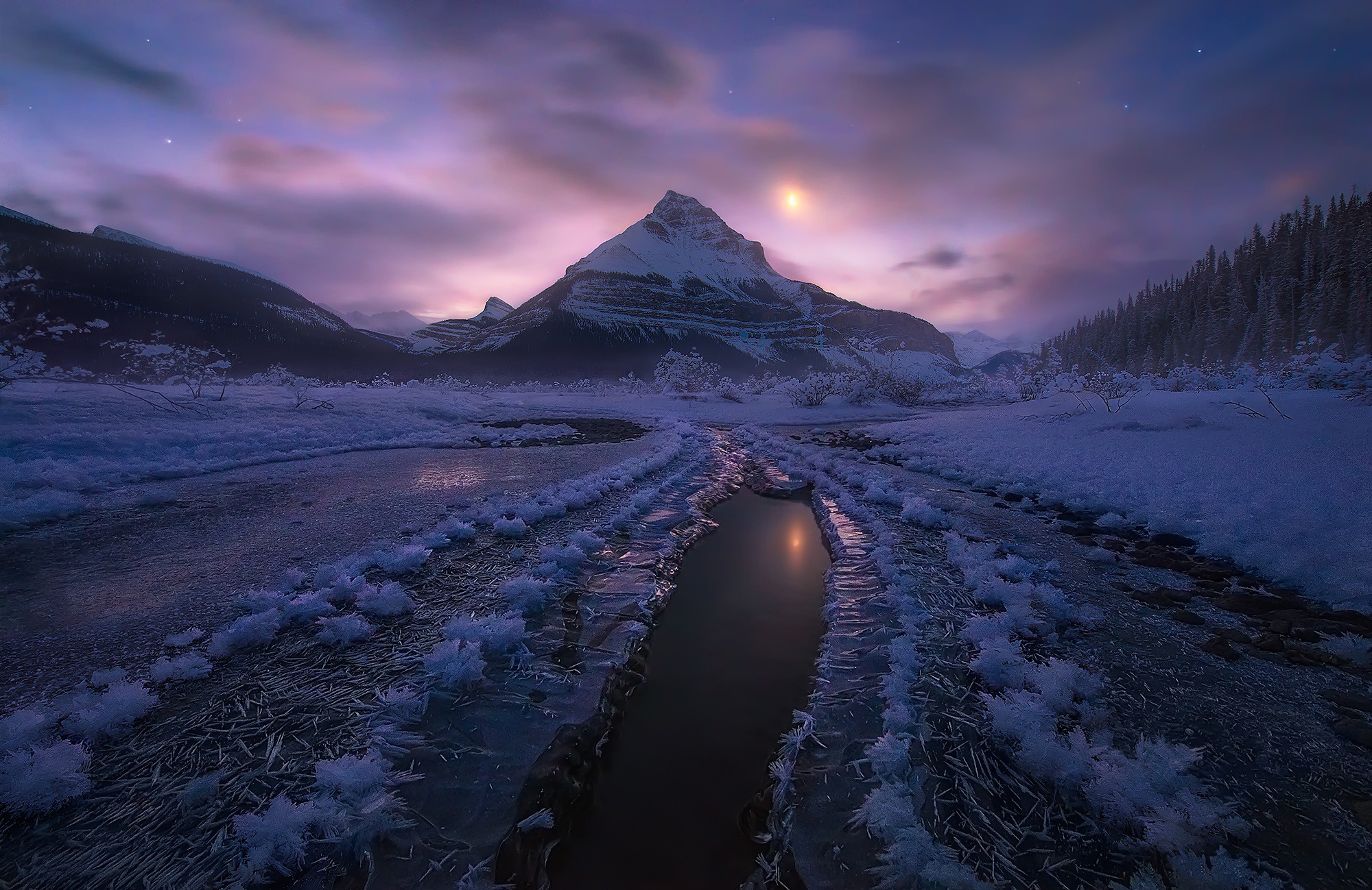 General 2000x1299 Alberta landscape Canada nature ice winter cold outdoors snowy peak low light