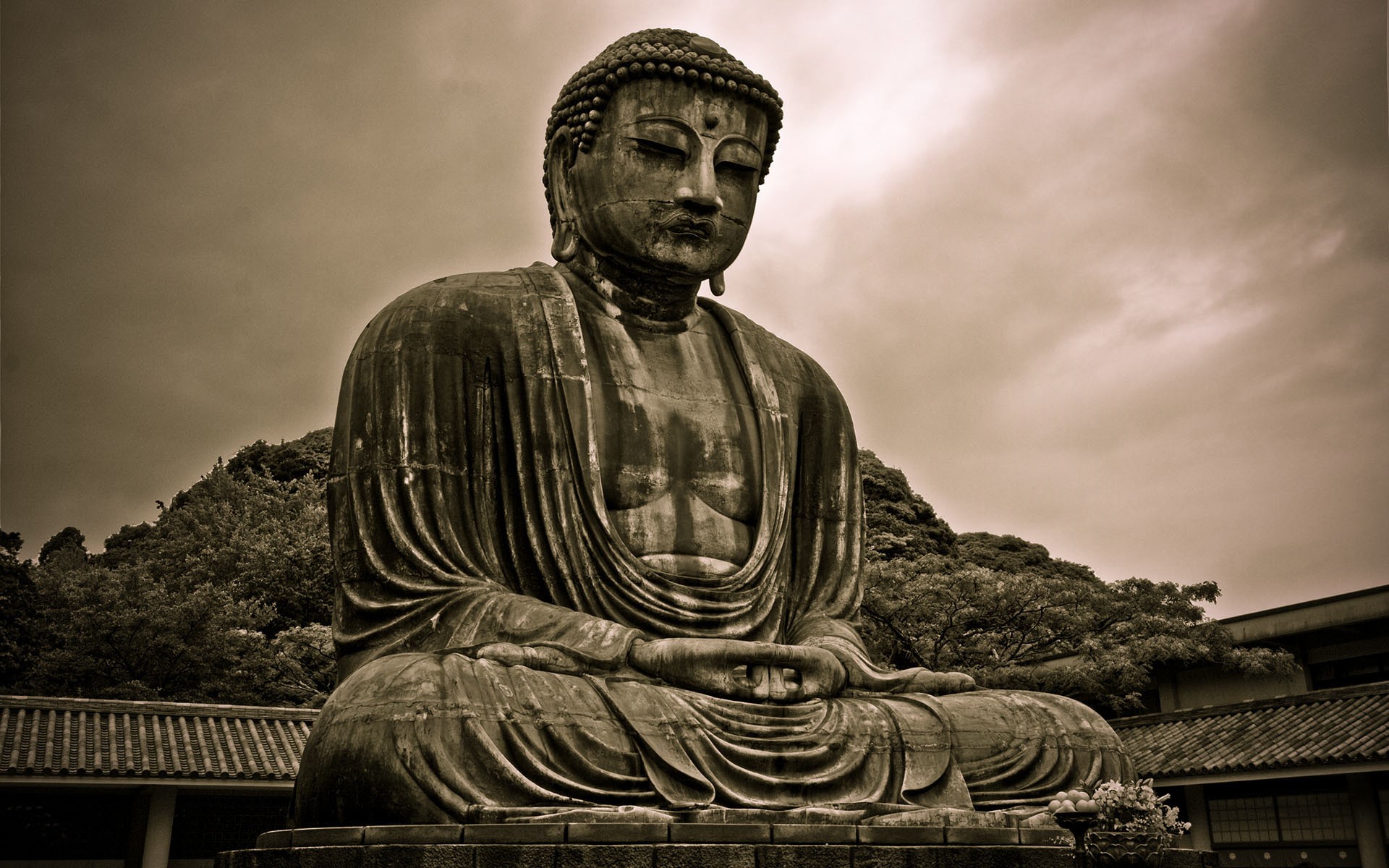 General 1920x1200 Buddha sepia statue architecture religion