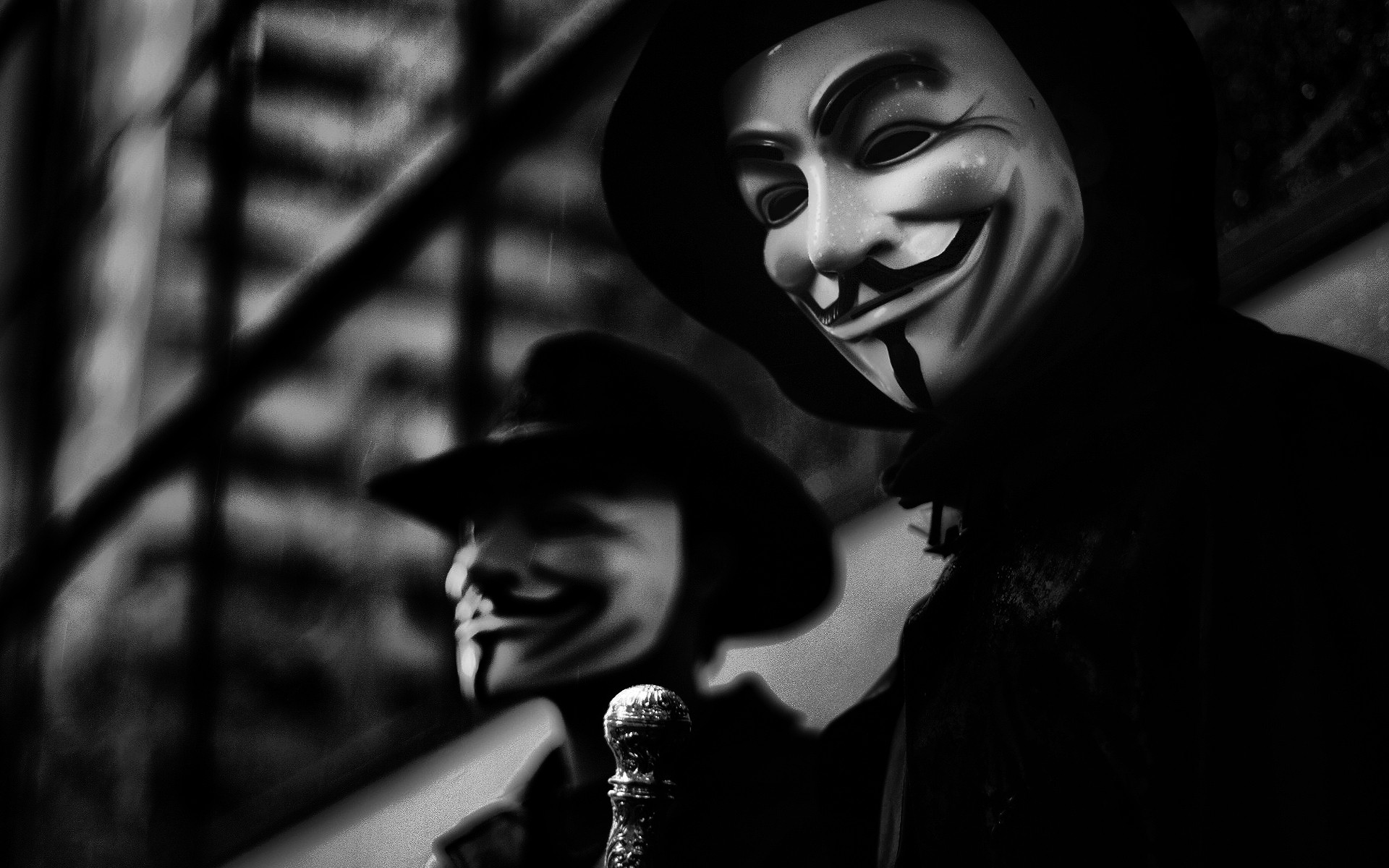General 1920x1200 Anonymous (hacker group) monochrome Guy Fawkes mask dark mask black