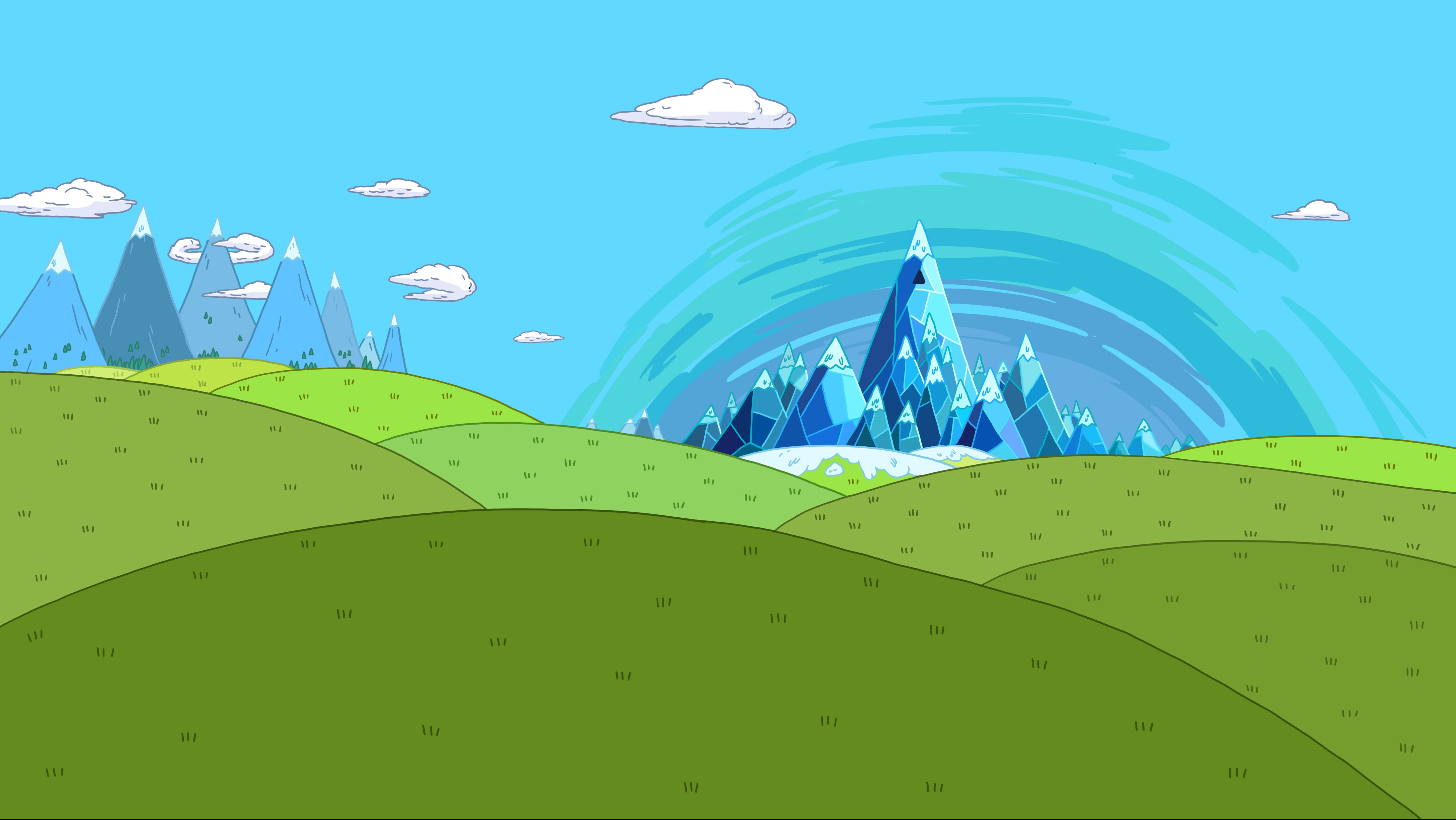 General 4343x2447 landscape artwork mountains nature cyan green Adventure Time