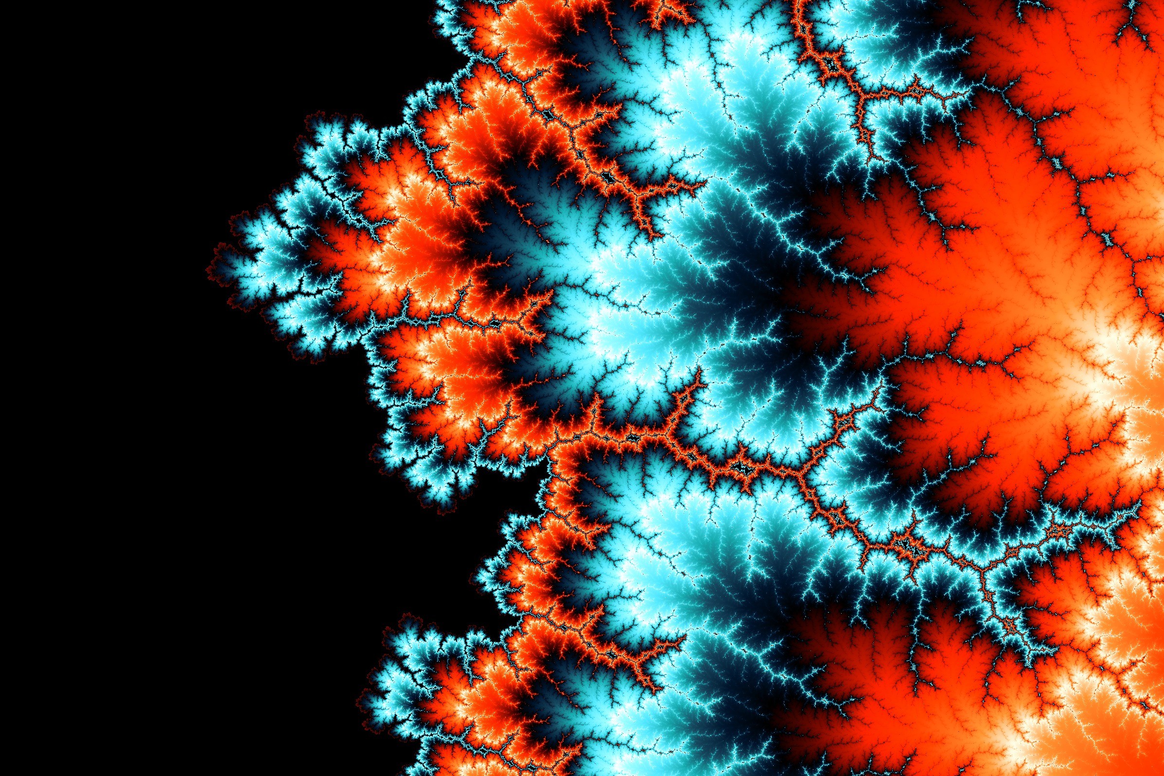 General 2394x1596 fractal abstract shapes digital art cyan orange