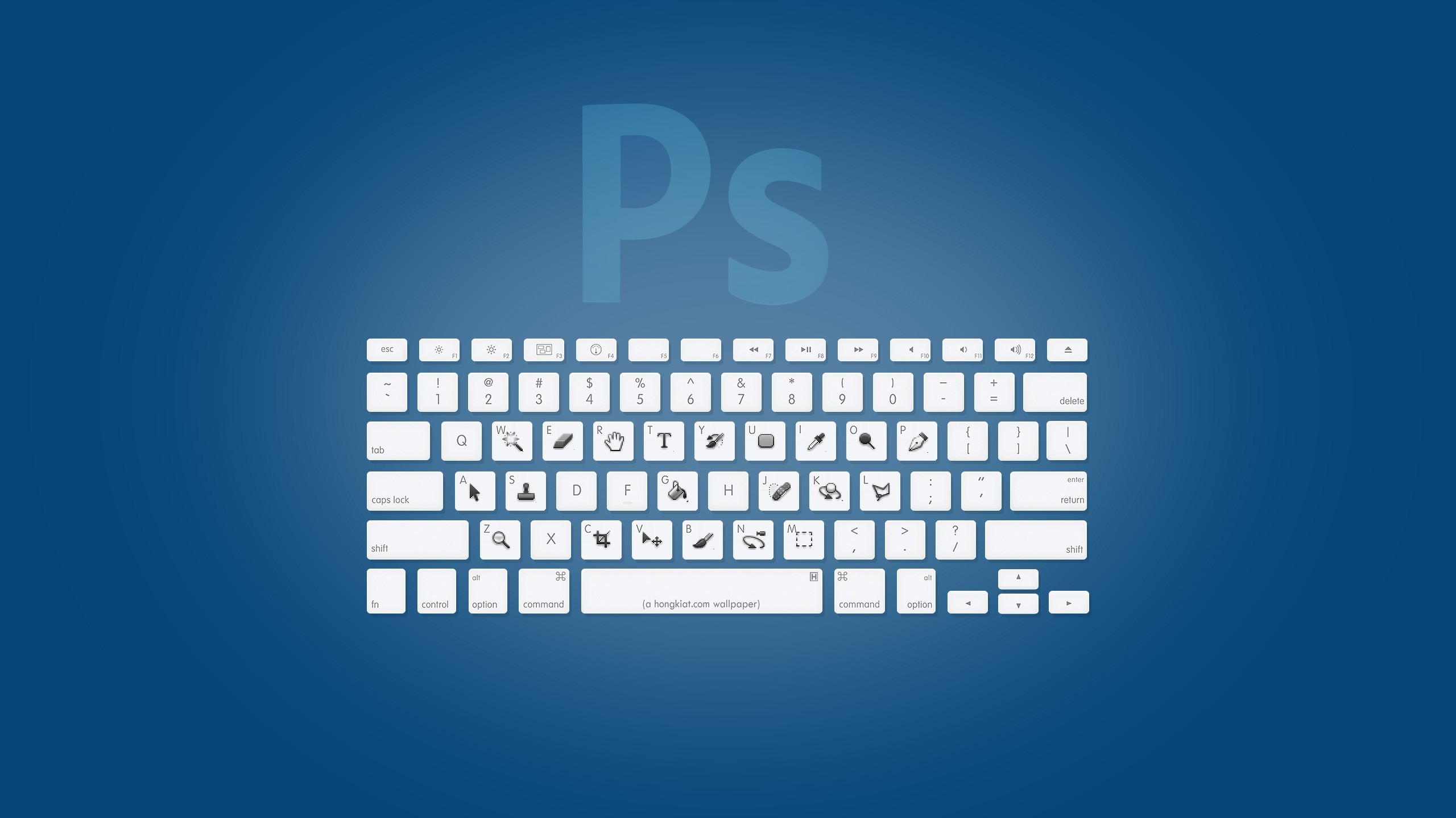 General 2560x1440 Adobe photoshopped blue keys keyboards blue background technology simple background typography
