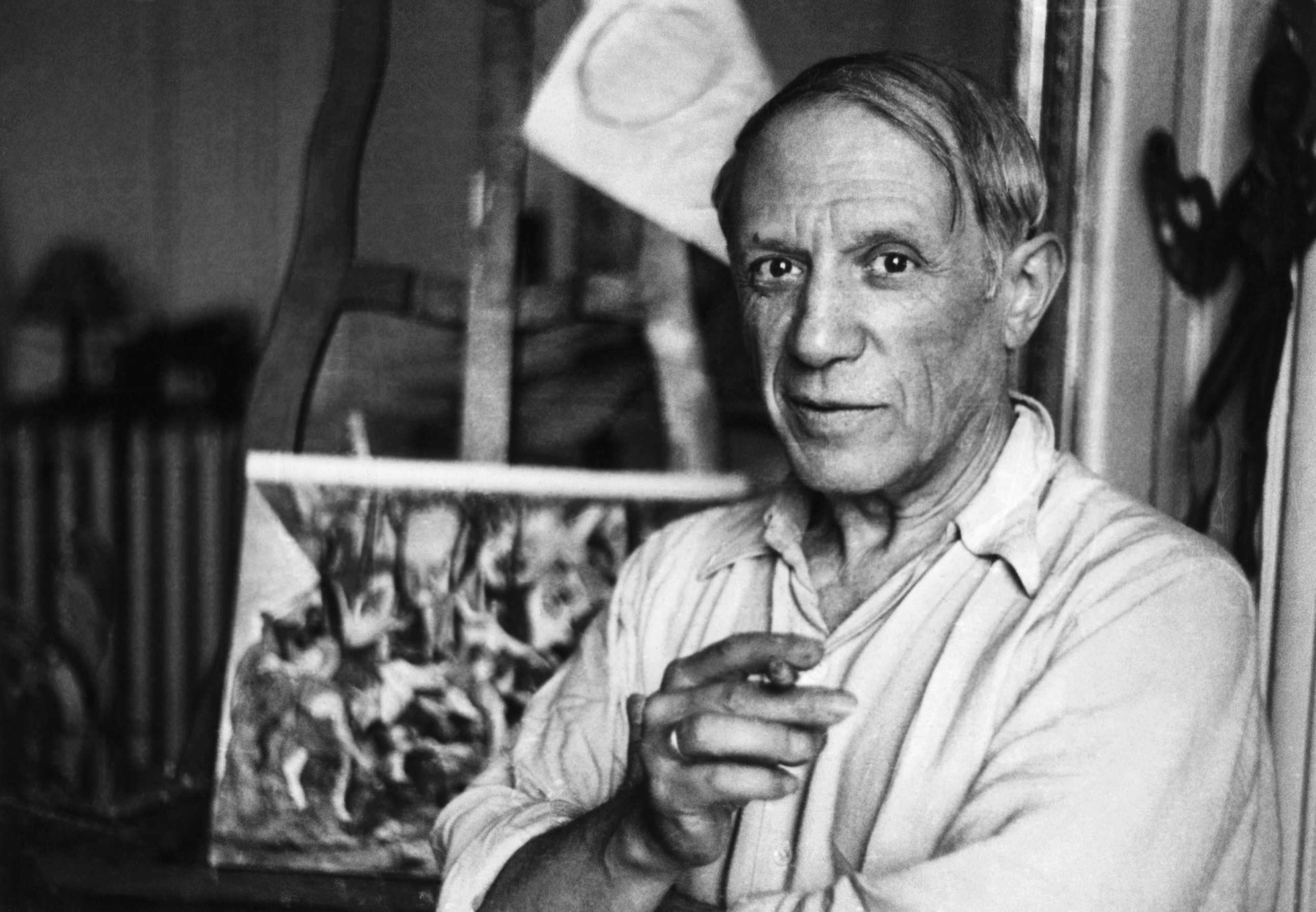 People 2581x1790 men painters Pablo Picasso cubism monochrome painting deceased Spanish