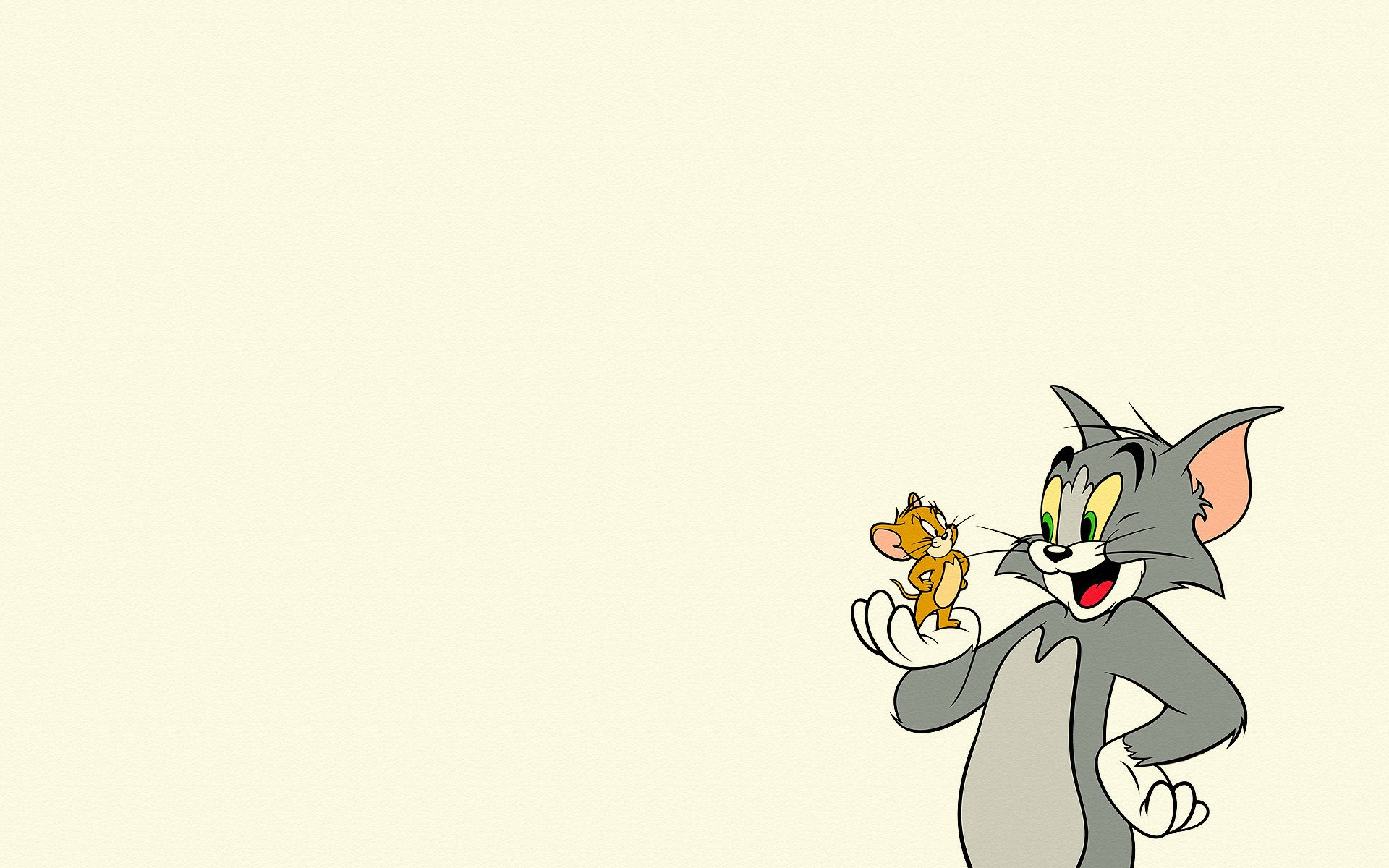 General 1920x1200 Tom and Jerry cartoon simple background white background minimalism smiling cats mice fictional character