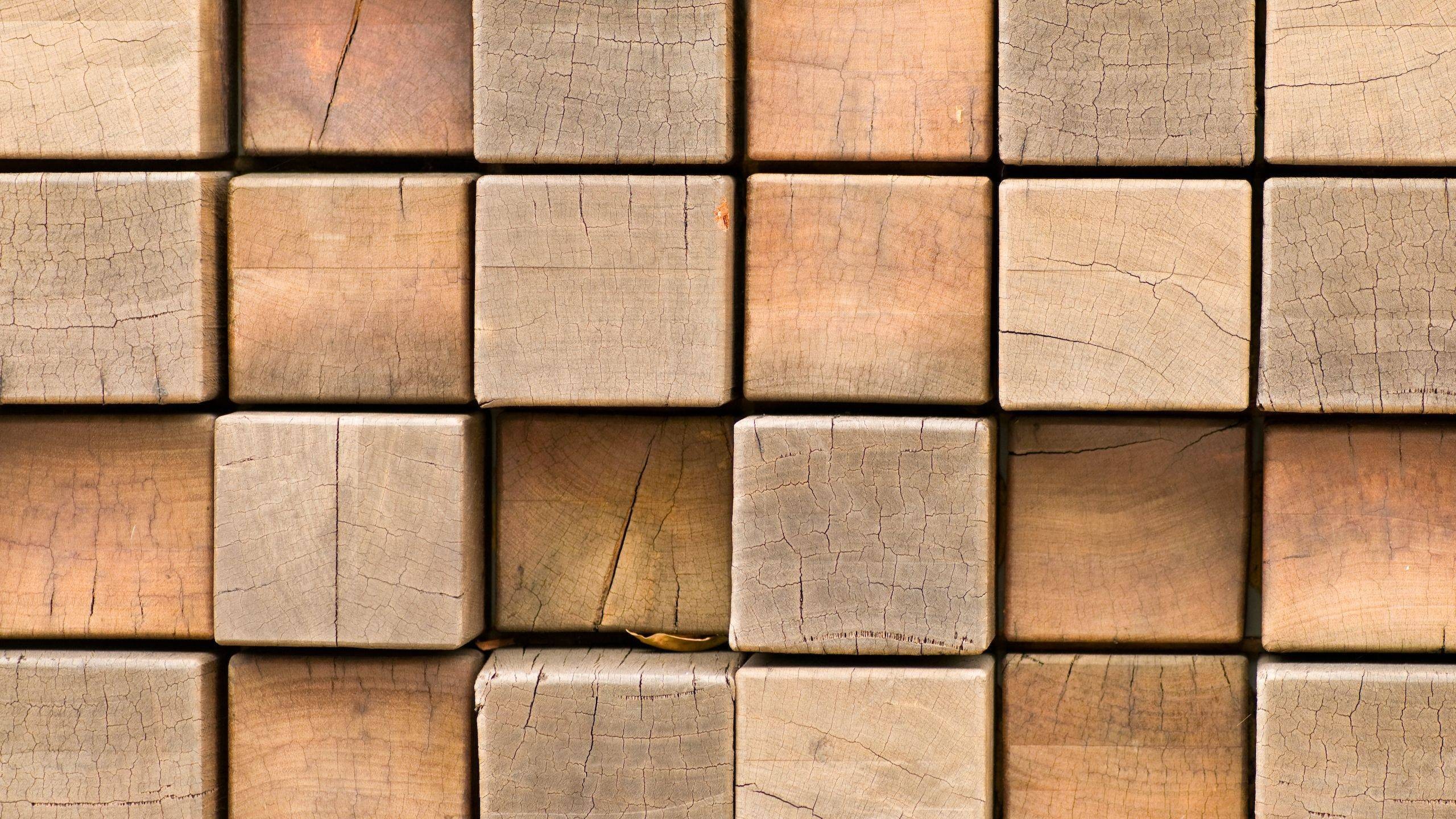 General 2560x1440 wood texture square beige 3D Blocks wooden surface closeup