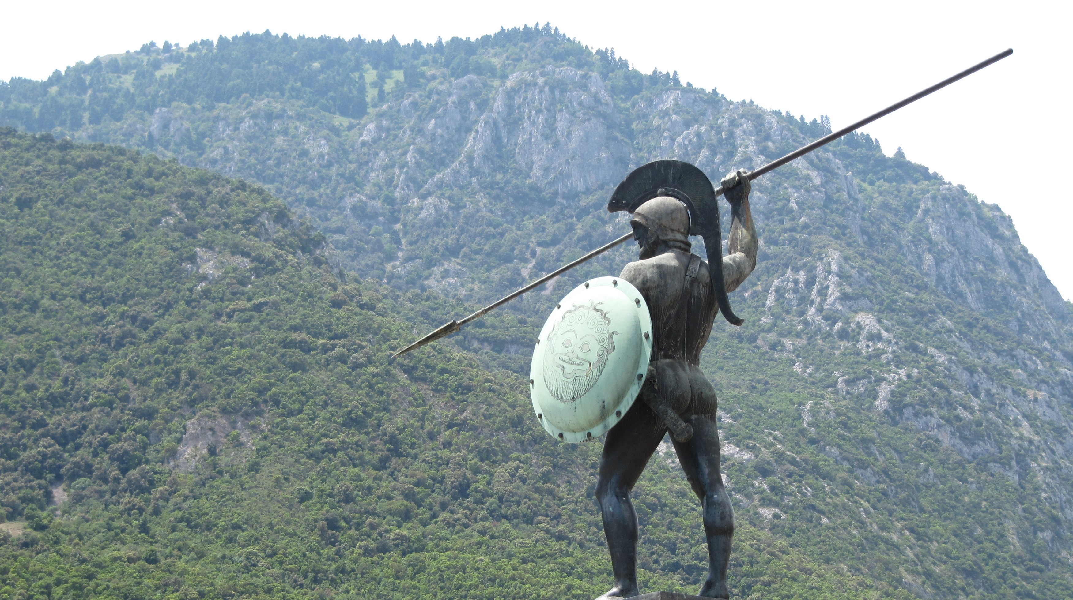 General 3503x1960 statue warrior Spartans Greece nature mountains