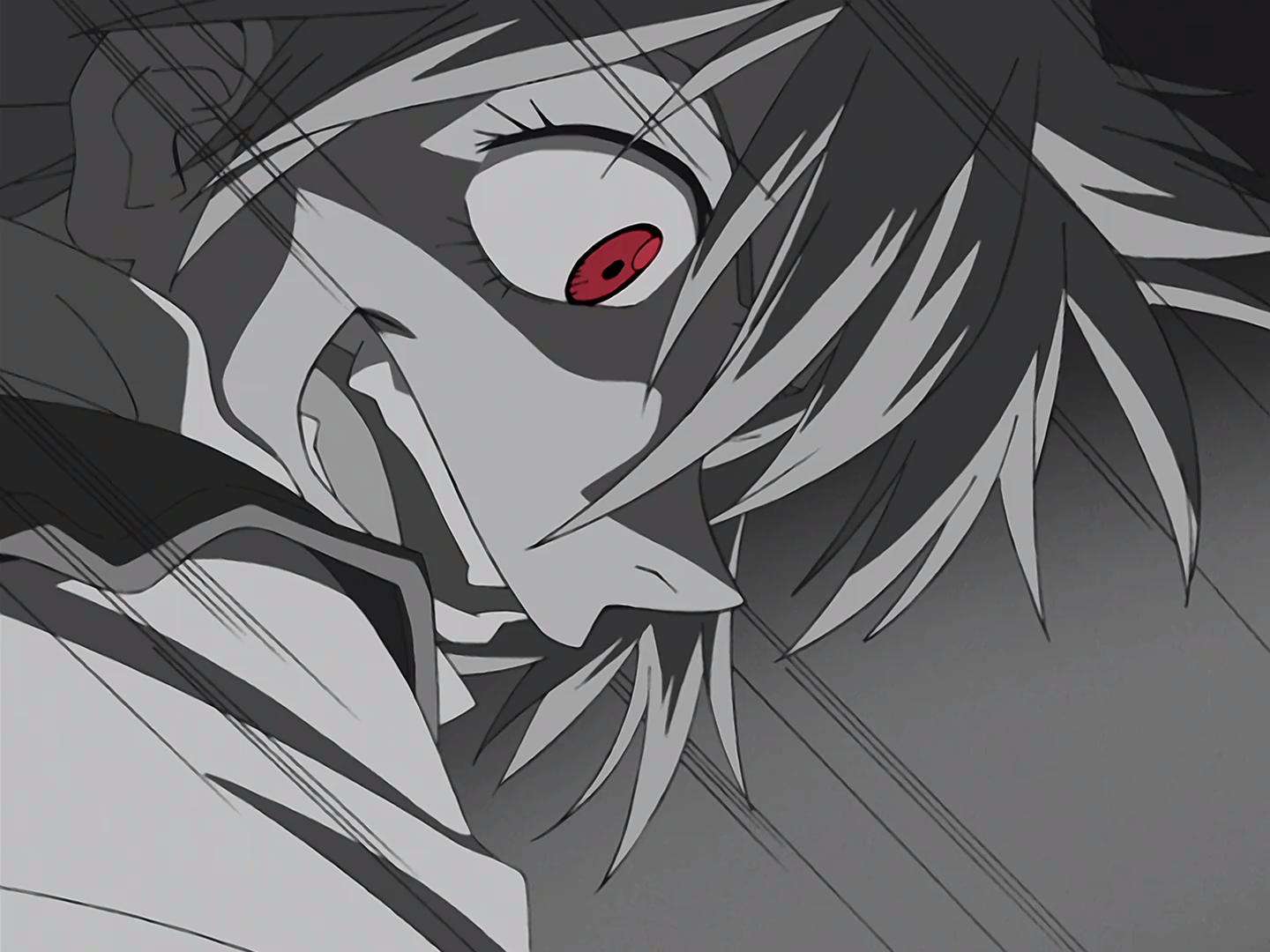Anime 1440x1080 FLCL anime red eyes selective coloring face smiling closeup