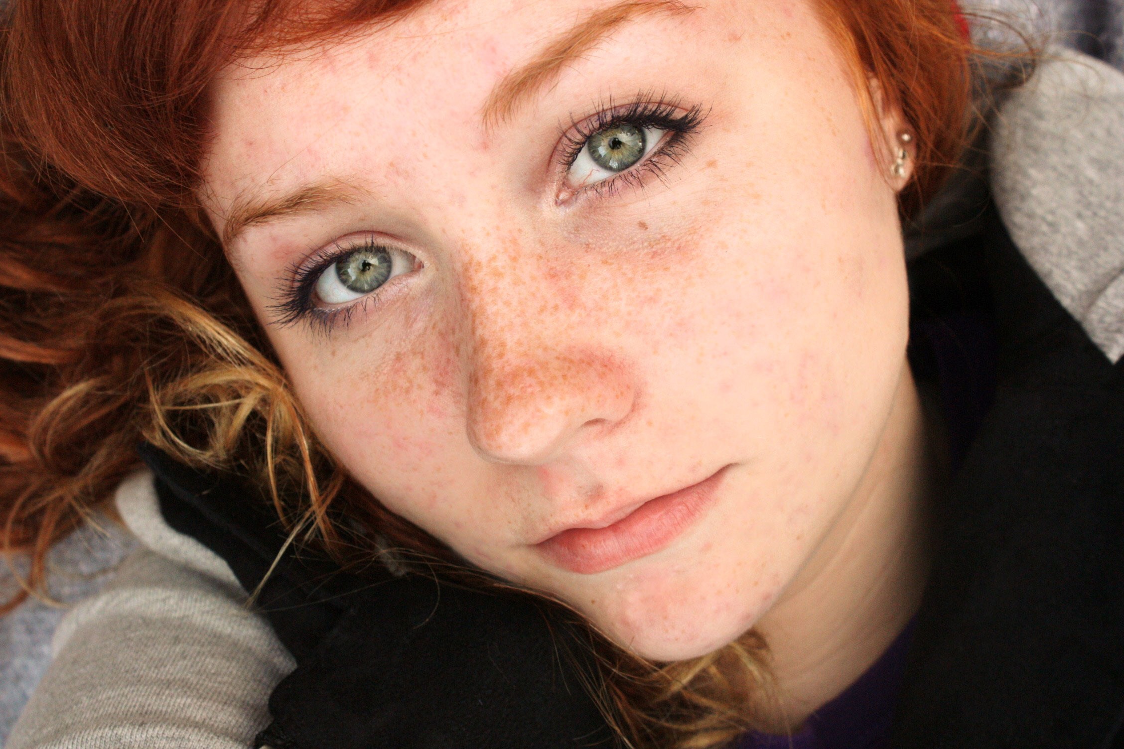 People 2256x1504 redhead face closeup women model freckles looking at viewer