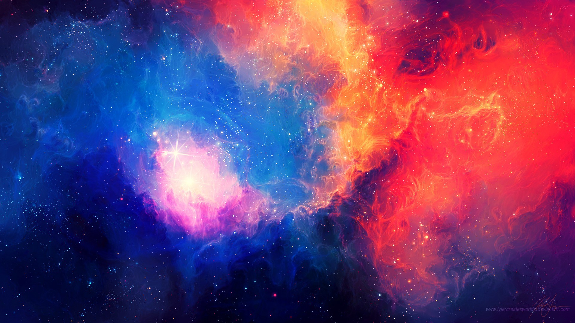General 1920x1080 space space art colorful stars digital art digital glowing nebula TylerCreatesWorlds