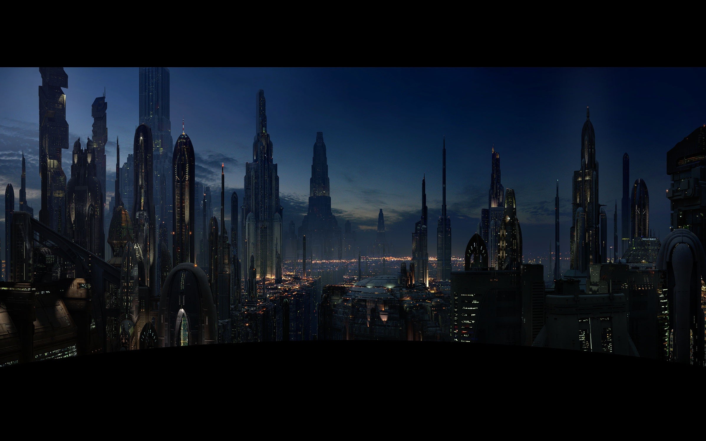 General 2396x1500 Star Wars city cityscape Coruscant futuristic city movies digital art