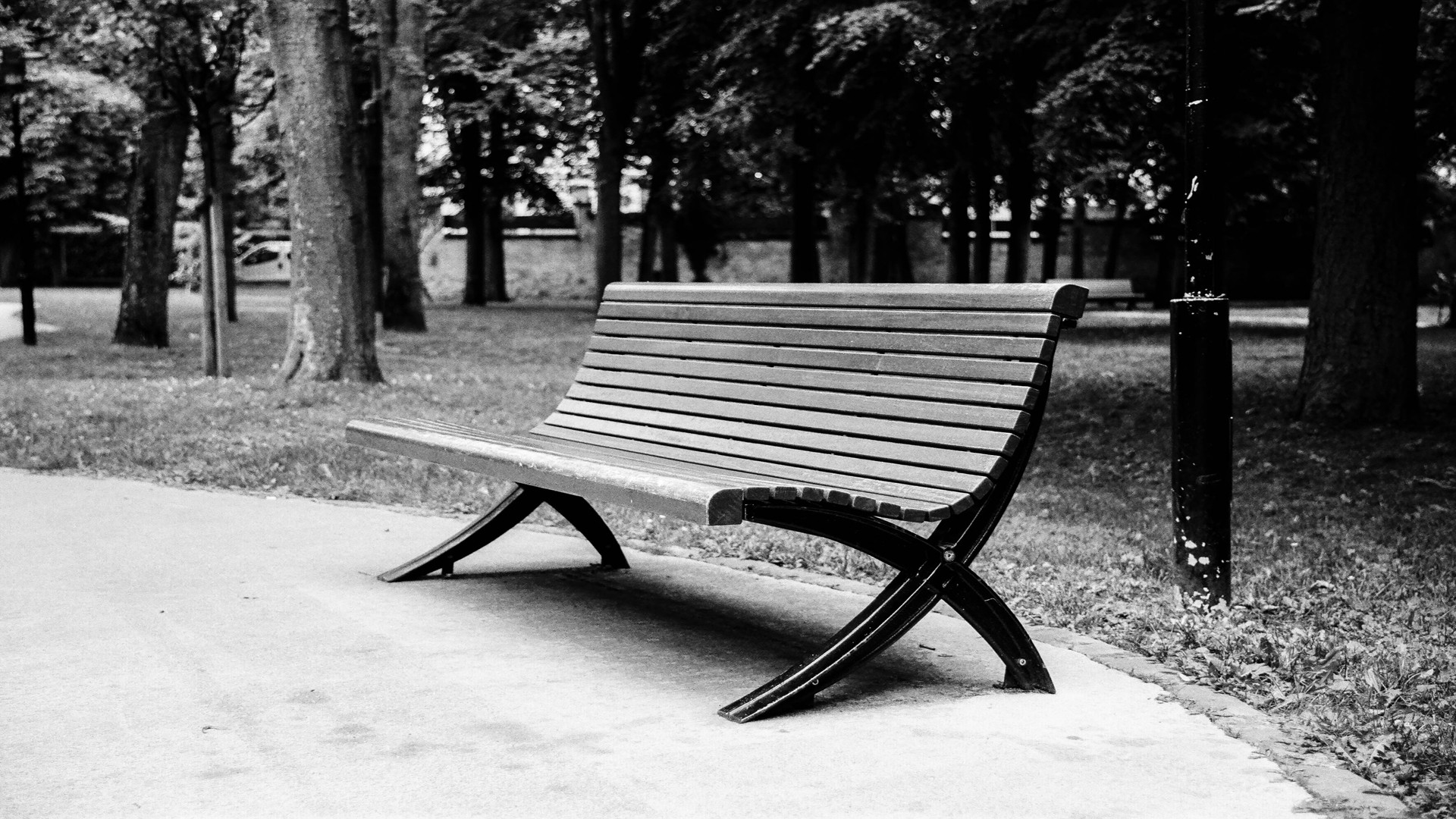 General 1920x1080 bench park monochrome outdoors