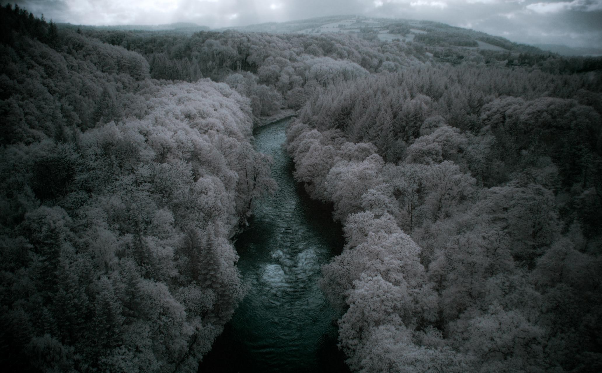 General 2063x1280 landscape river forest frost aerial view nature
