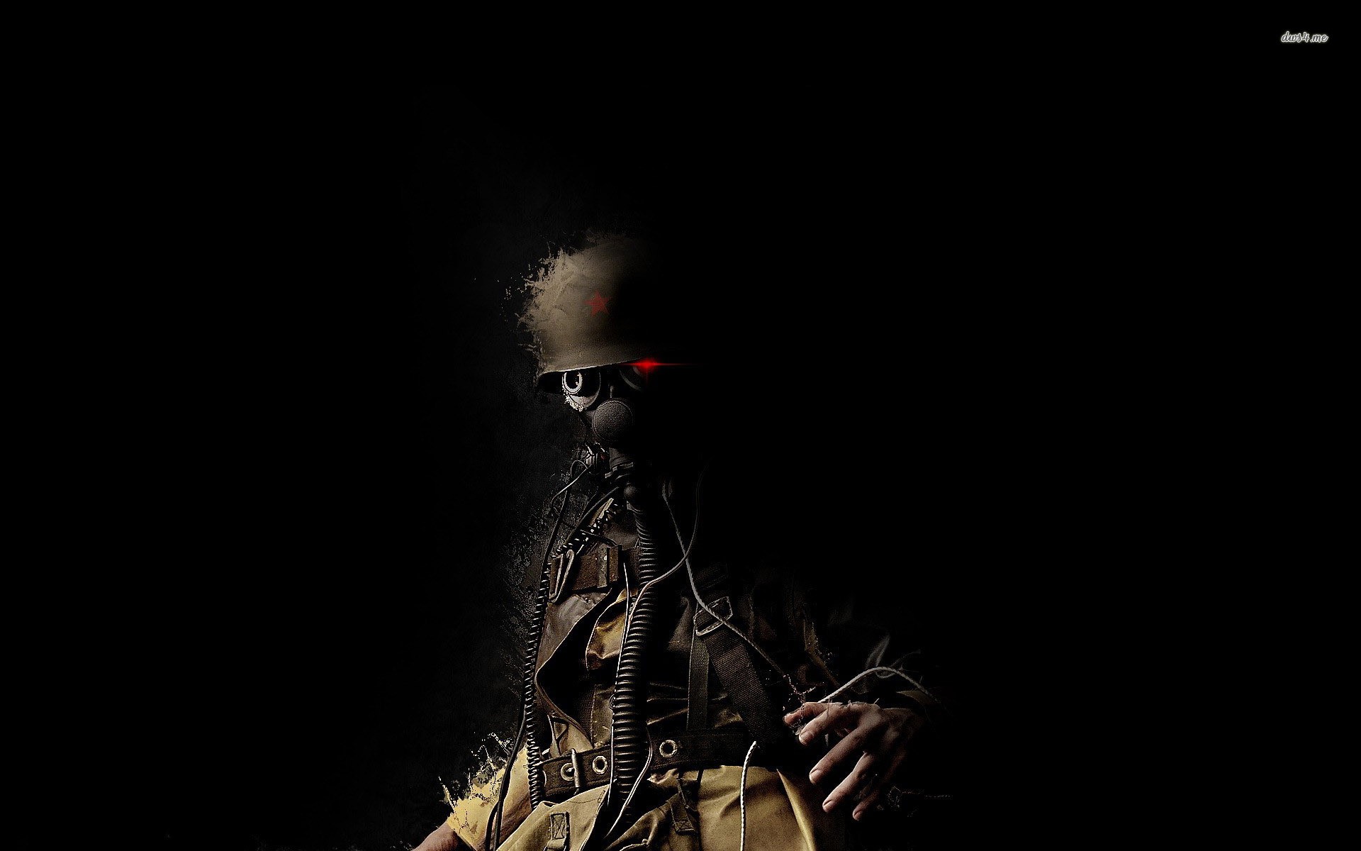 General 1920x1200 gas masks soldier artwork dark simple background helmet mask