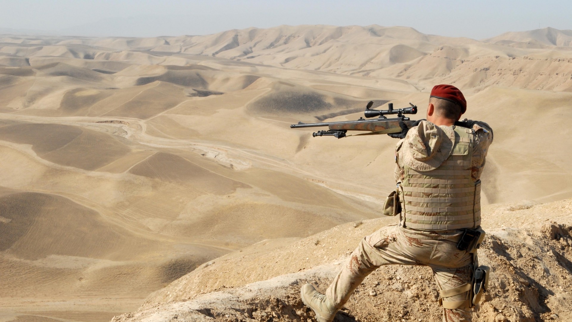 People 1920x1080 sniper rifle soldier desert Croatian Afghanistan weapon men landscape men outdoors aiming military