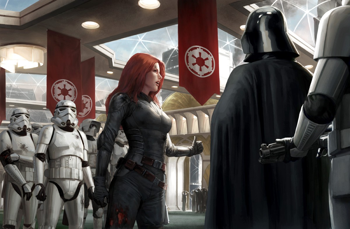 General 1200x787 stormtrooper Darth Vader artwork Star Wars Mara Jade Imperial Forces Star Wars Villains Sith science fiction women redhead Imperial Stormtrooper
