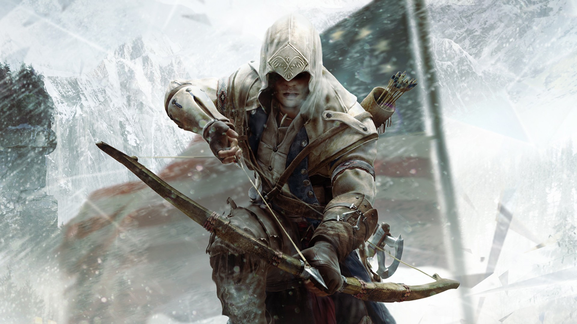 General 1920x1080 Assassin's Creed video games PC gaming bow weapon American flag video game men hoods