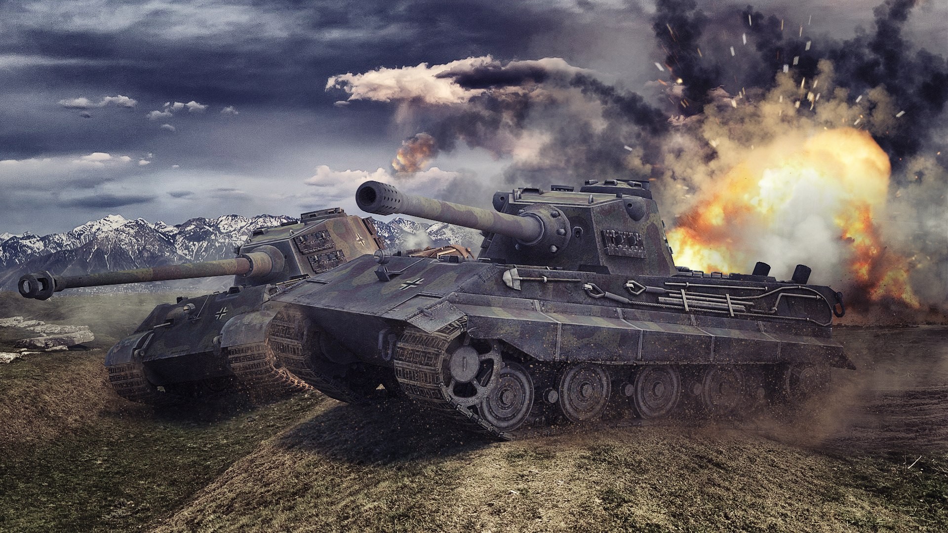 General 1920x1080 World of Tanks tank wargaming video games Tiger II E-75 German tanks