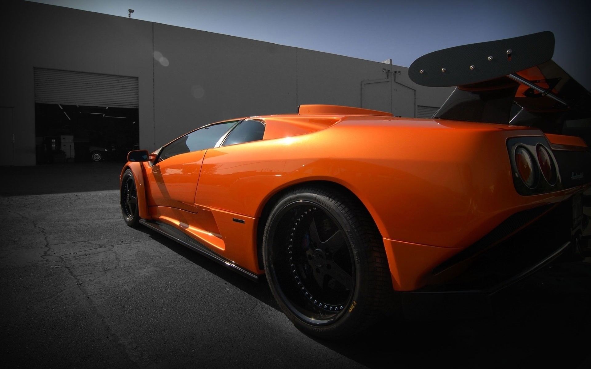 General 1920x1200 car orange cars vehicle supercars Lamborghini Lamborghini Diablo italian cars Volkswagen Group car spoiler rear wing