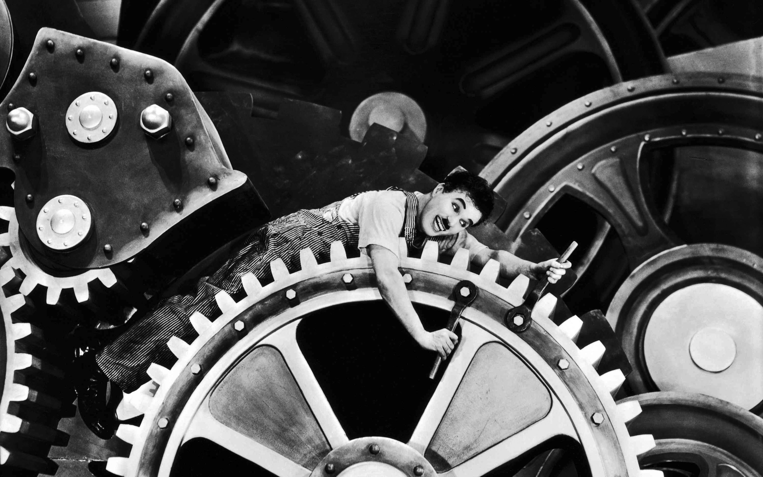 People 2560x1600 Charlie Chaplin The Tramp Modern Times humor monochrome movies gears