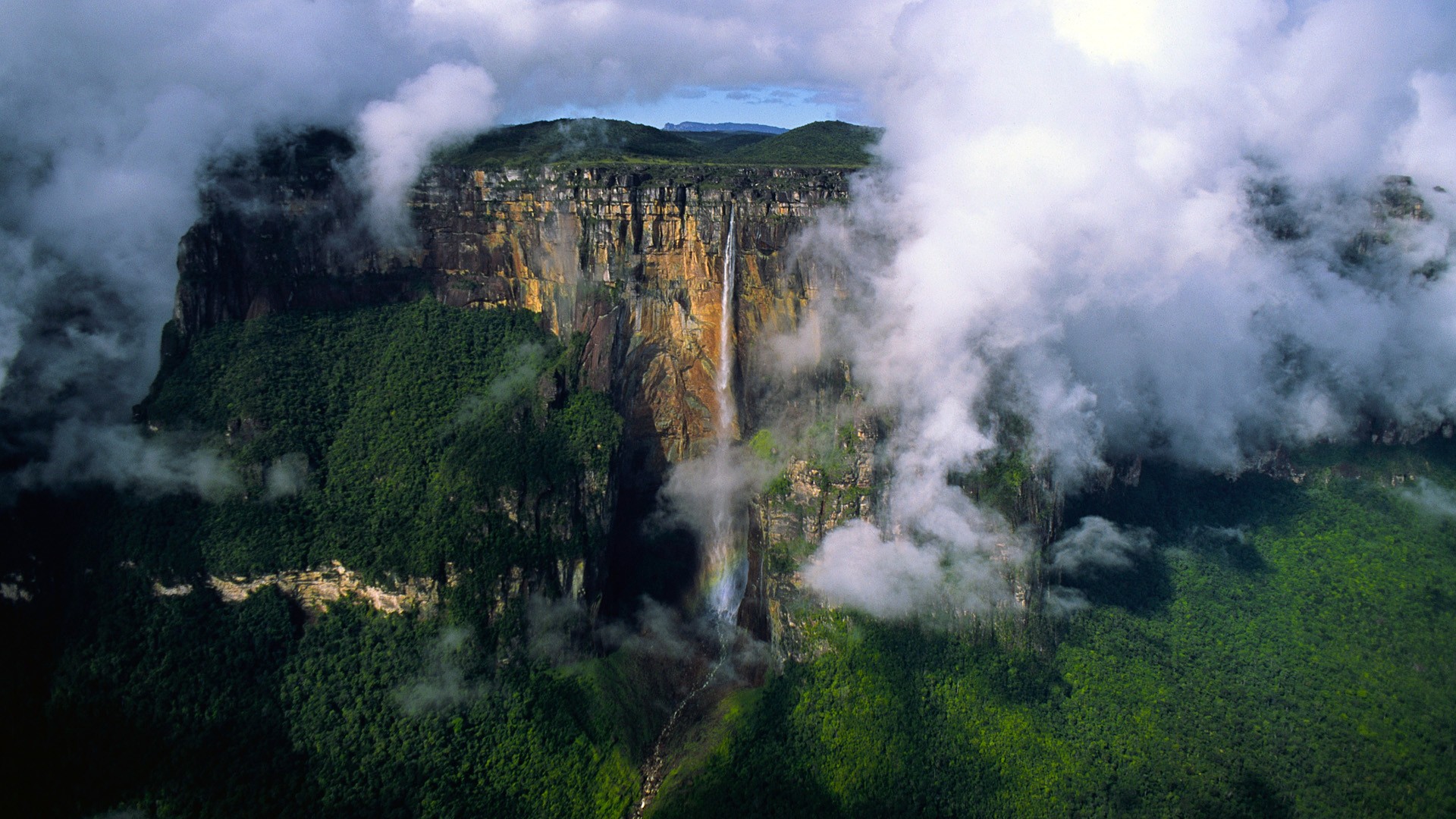 General 1920x1080 nature waterfall clouds Venezuela landscape cliff