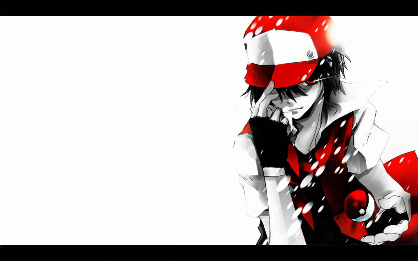 Anime 1440x900 red Pokémon anime Ash Ketchum selective coloring simple background